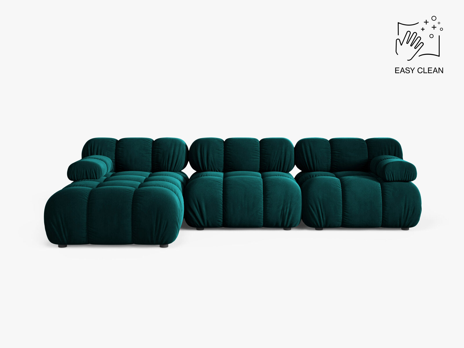 Micadoni Modulares Ecksofa Bellis 4-Sitzer Links Samt Venus Dunkel Petrol