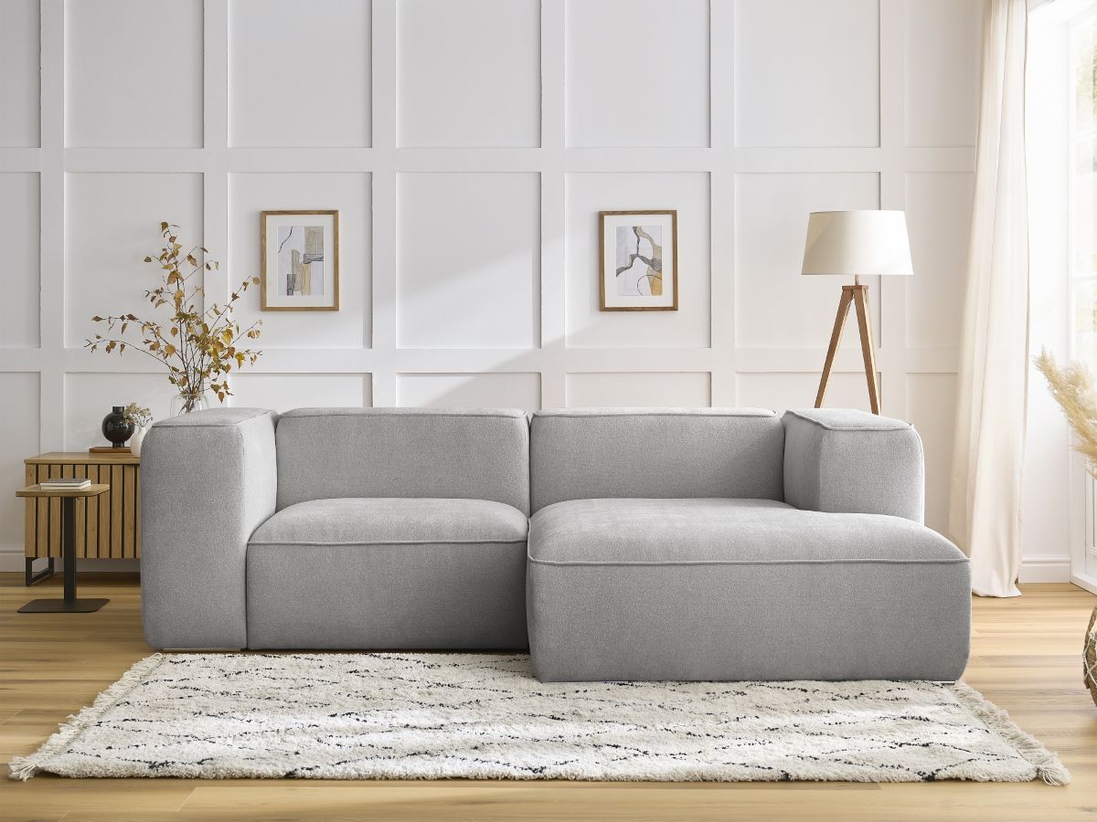 Bobochic Zephyr Ecksofa 260 × 165 cm Strukturstoff Hellgrau Ecke rechts