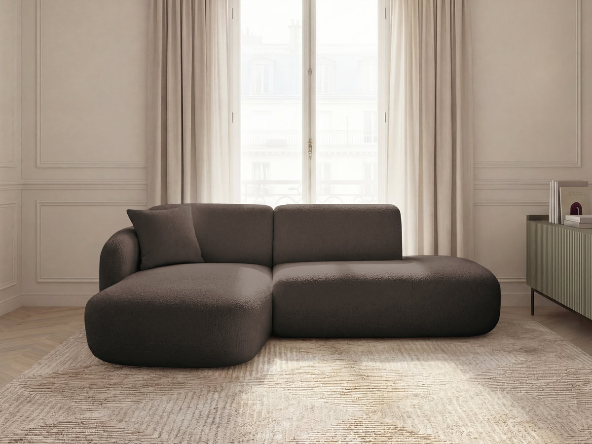Bobochic Anda Ecksofa 241 × 163 cm Chenille Braun Ecke links