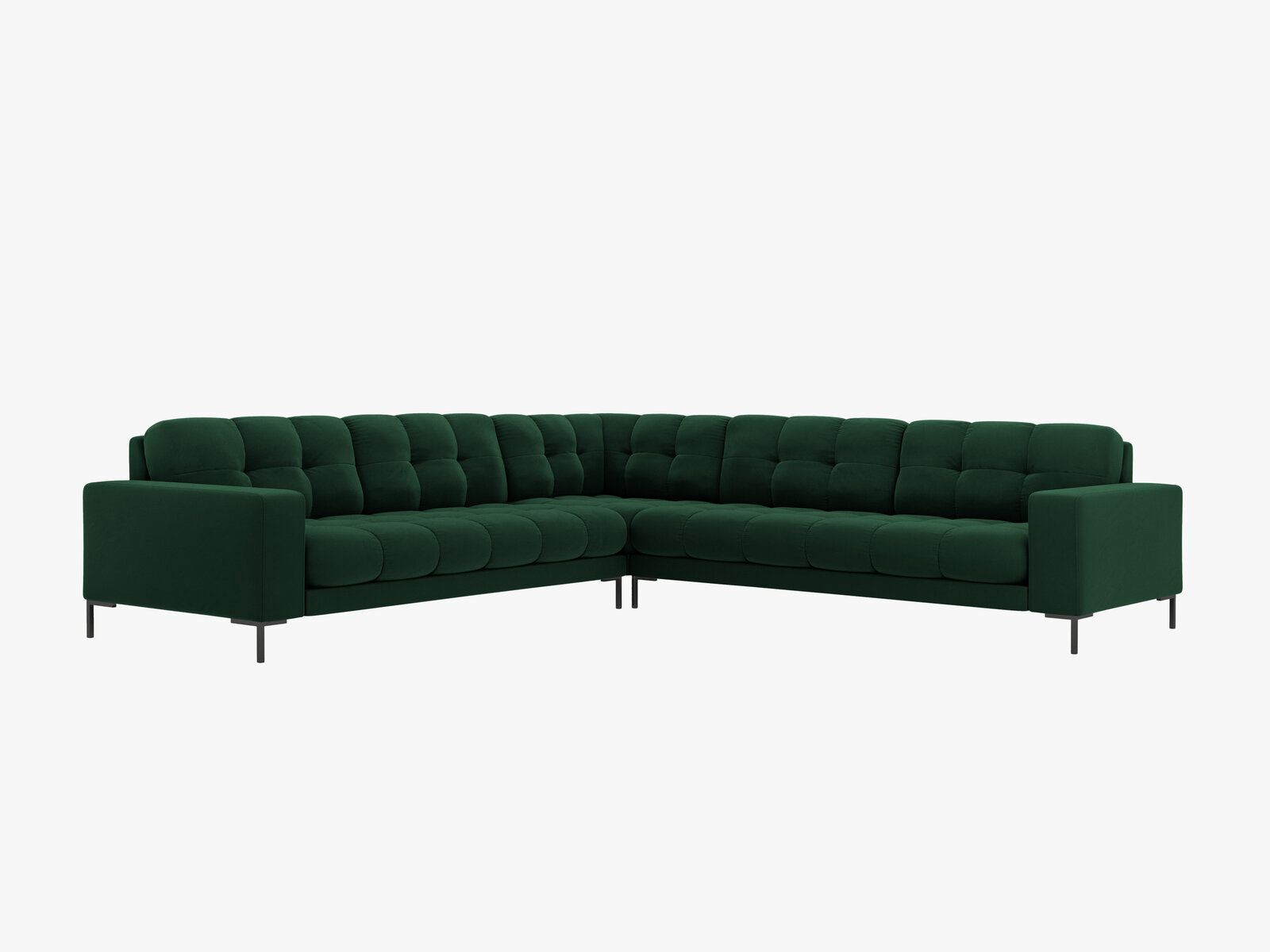 Micadoni Symmetrisches Ecksofa Mamaia 6-Sitzer Samt Bluvel Flaschengrün schwarze Beine