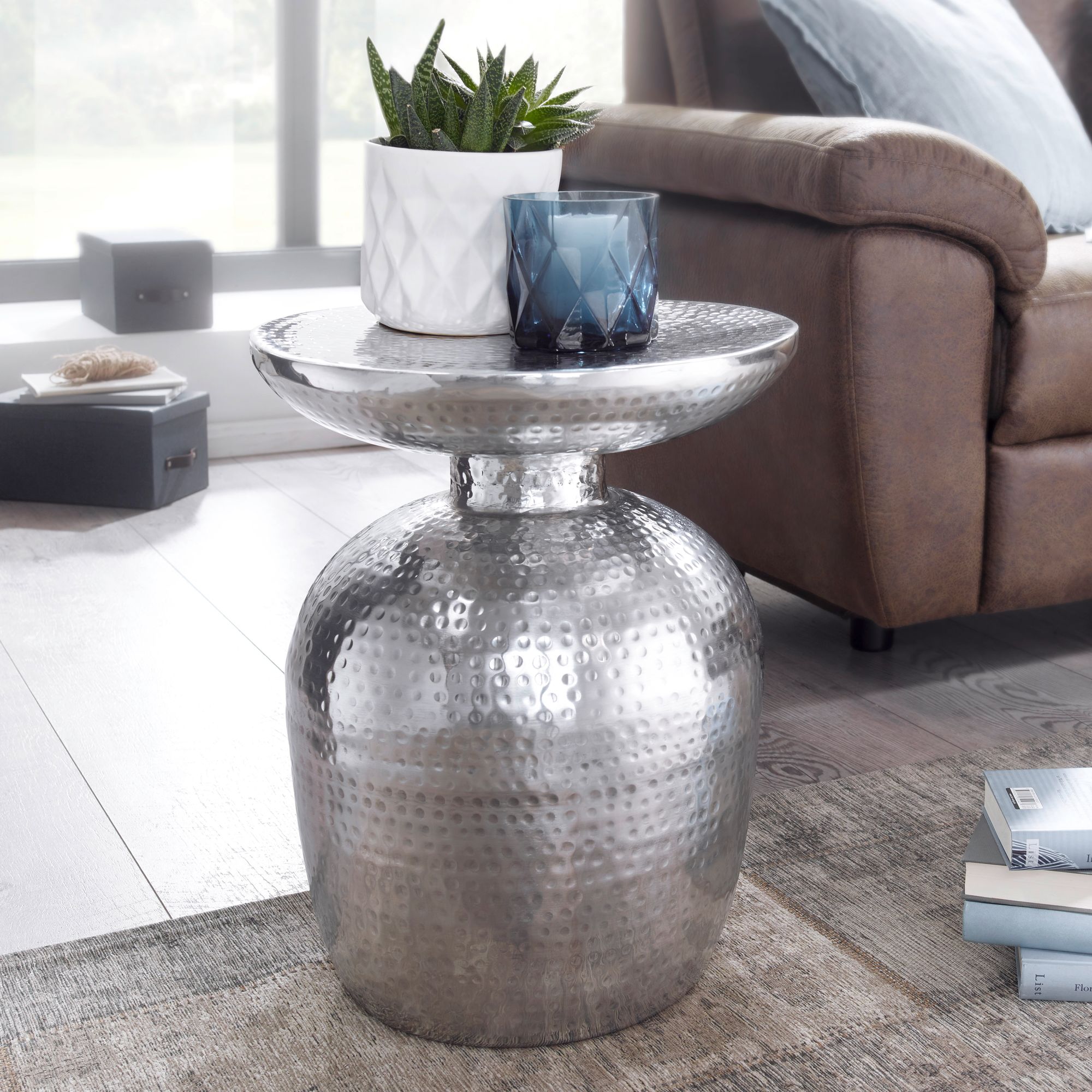 Beistelltisch Hvanneyri Aluminium Silber Ø 36 cm