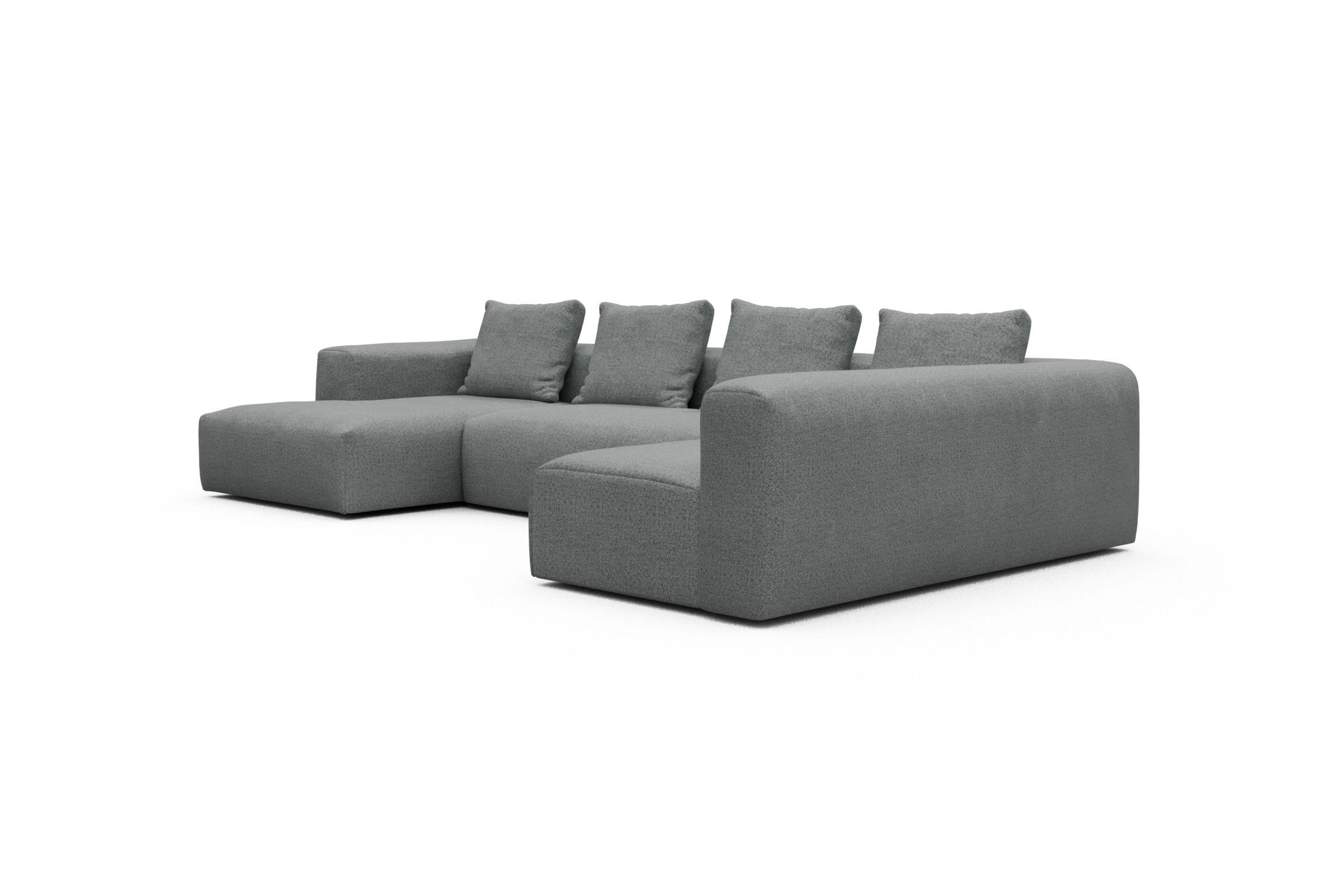 Wohnlandschaft Fred Chaiselongue links mit 2-Sitzer und lange Armlehne rechts Aivi-Gravet-Grey