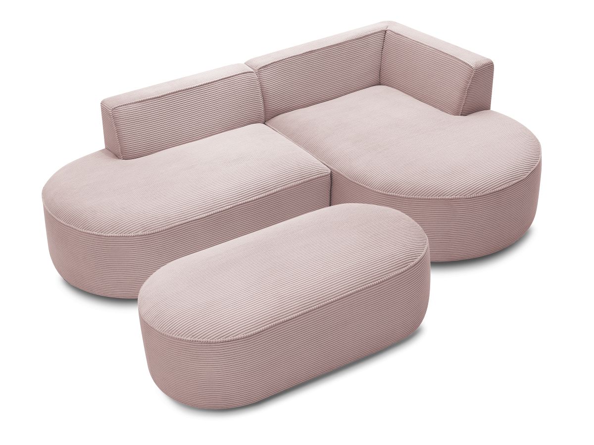 Bobochic Rousseau Ecksofa mit Pouf Cordsamt Violett Ecke rechts