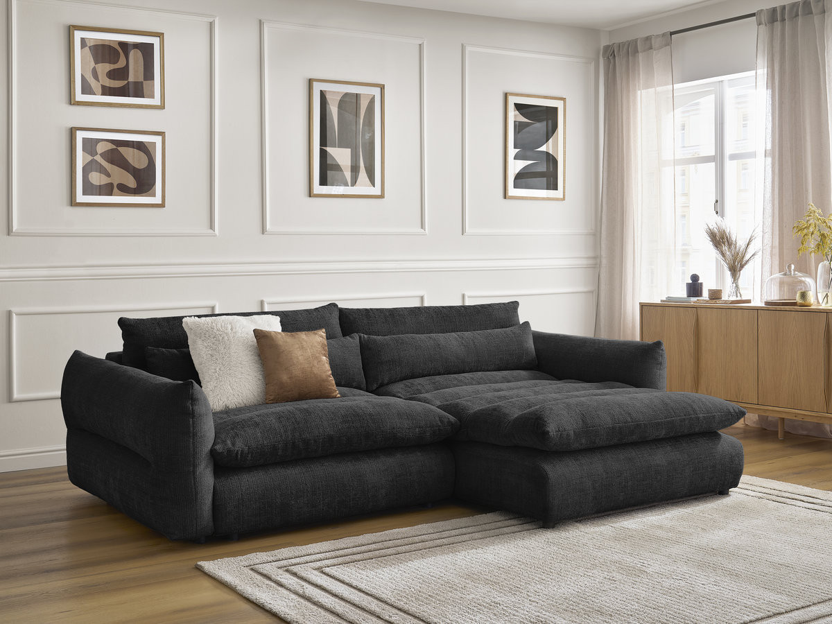 Bobochic Neil Ecksofa Strukturstoff Schwarz Ecke rechts