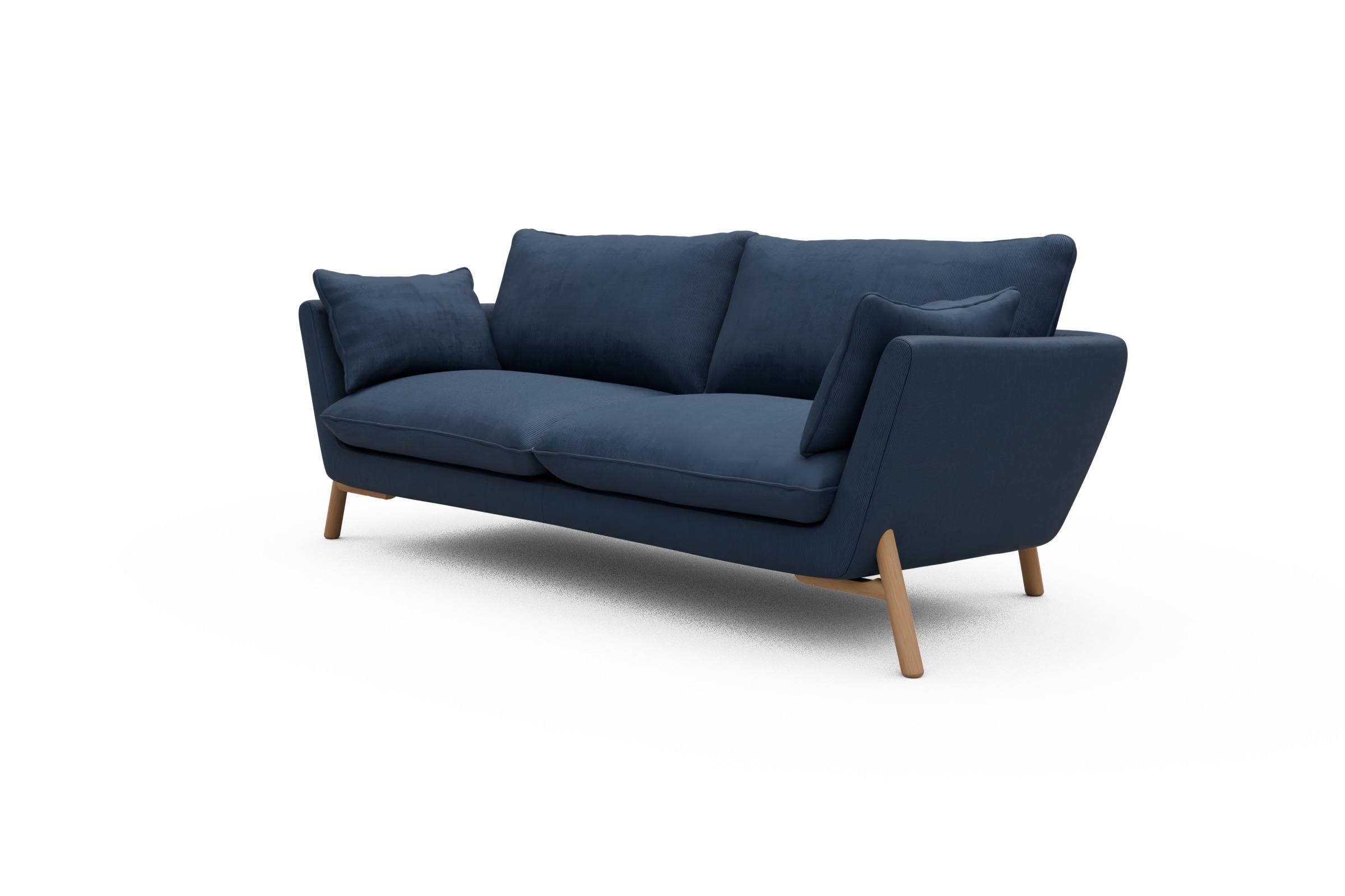 Sofa Emil 3-Sitzer Beinfarbe Eiche Natur Cordufine-Royal-Blue