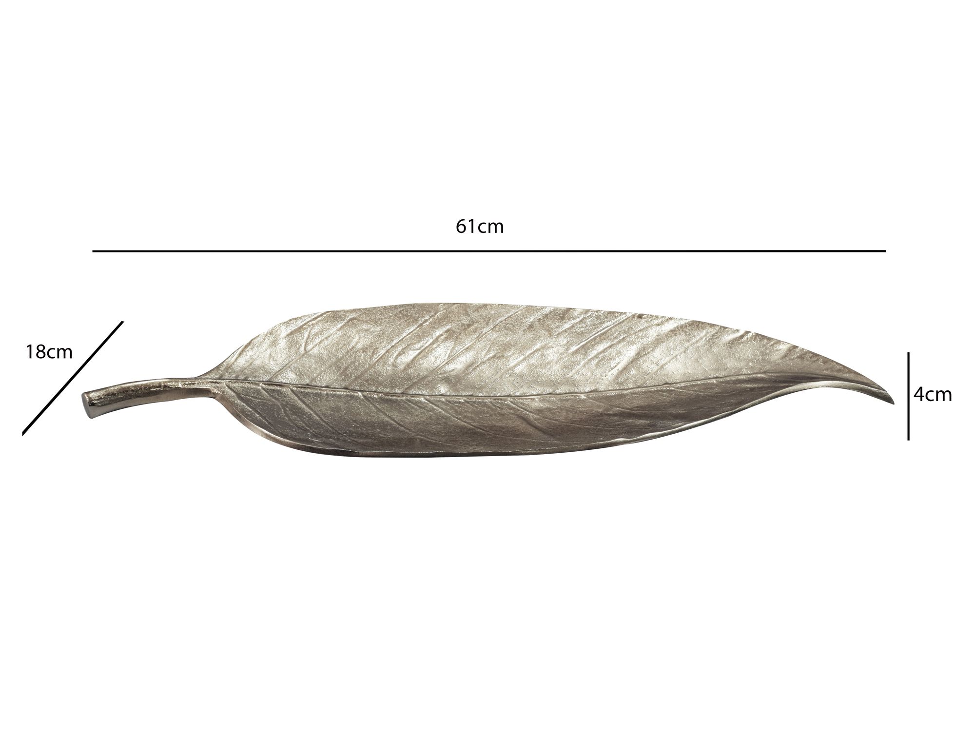 Dekoschale Rennebu Aluminium Silber 61 × 18 × 4 cm