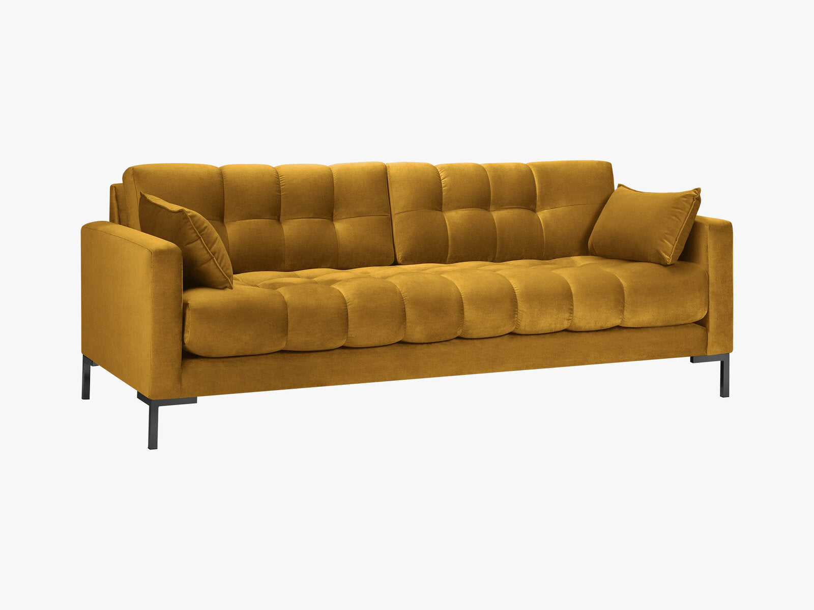 Micadoni Sofa Mamaia 3-Sitzer Samt Bluvel Gelb schwarze Beine
