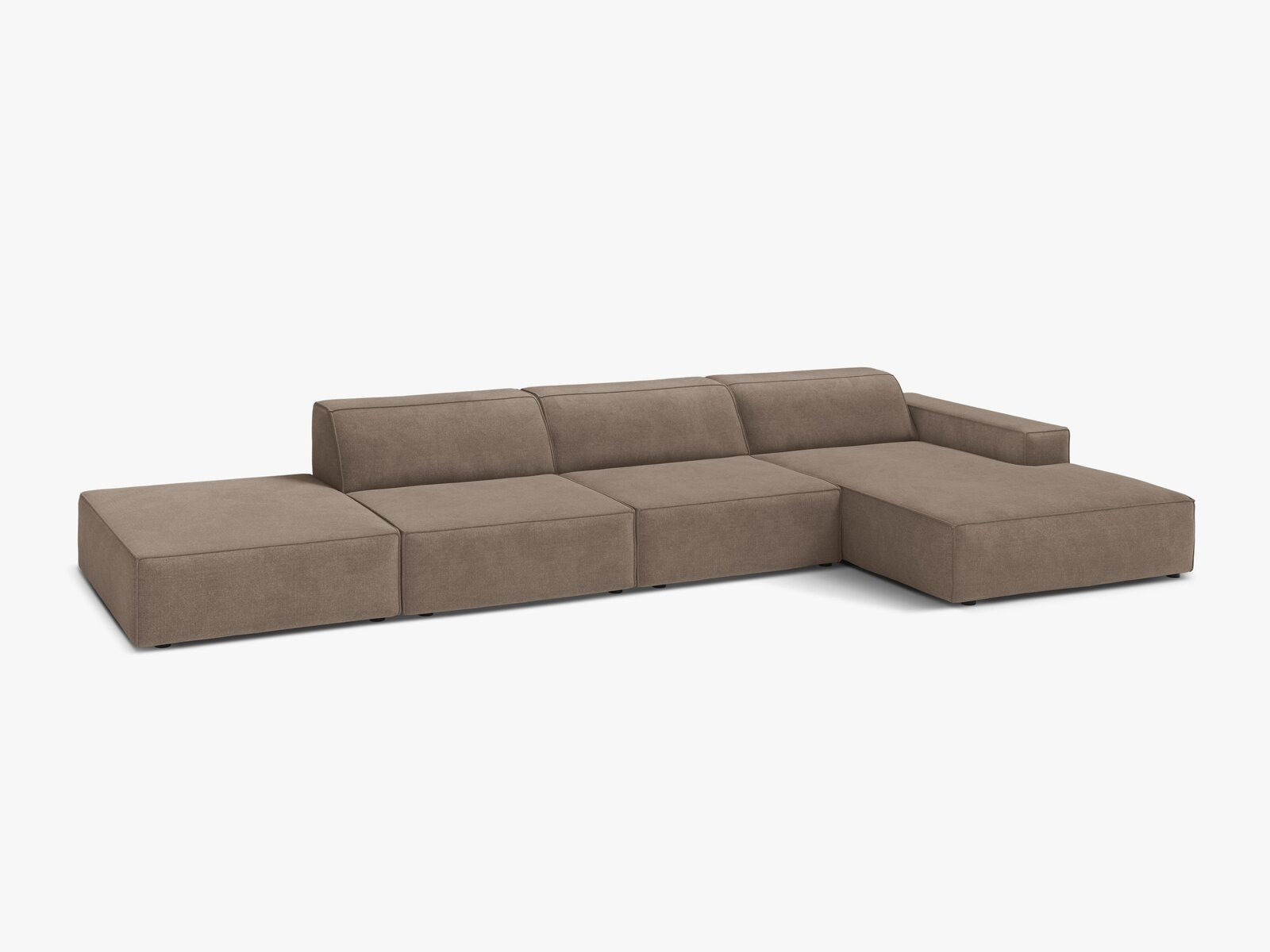 Micadoni Ecksofa Jodie 5-Sitzer Strukturierter Stoff Liberty Cappuccino Rechts