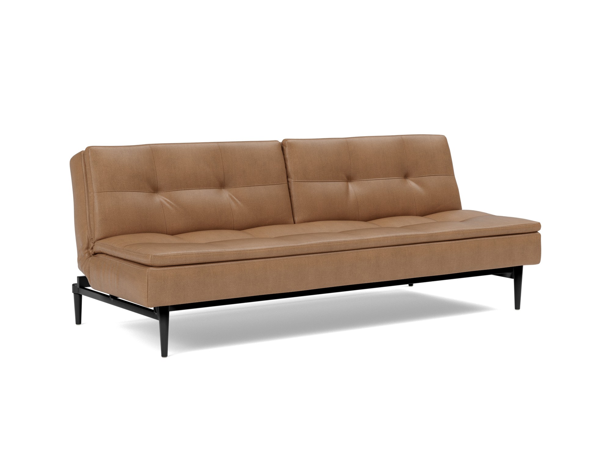 Schlafsofa Dublexo Lederoptik Faunal 551-Brown Beine Styletto Eiche schwarz