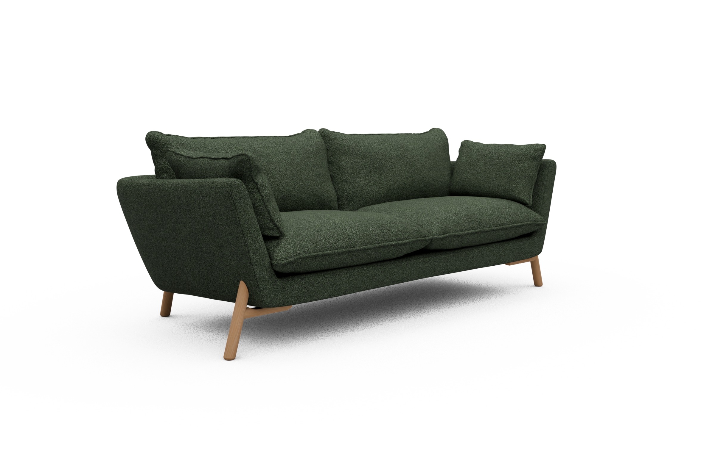 Sofa Emil PREMIUM 3-Sitzer Beinfarbe Eiche Natur Vanora-Deep-Green