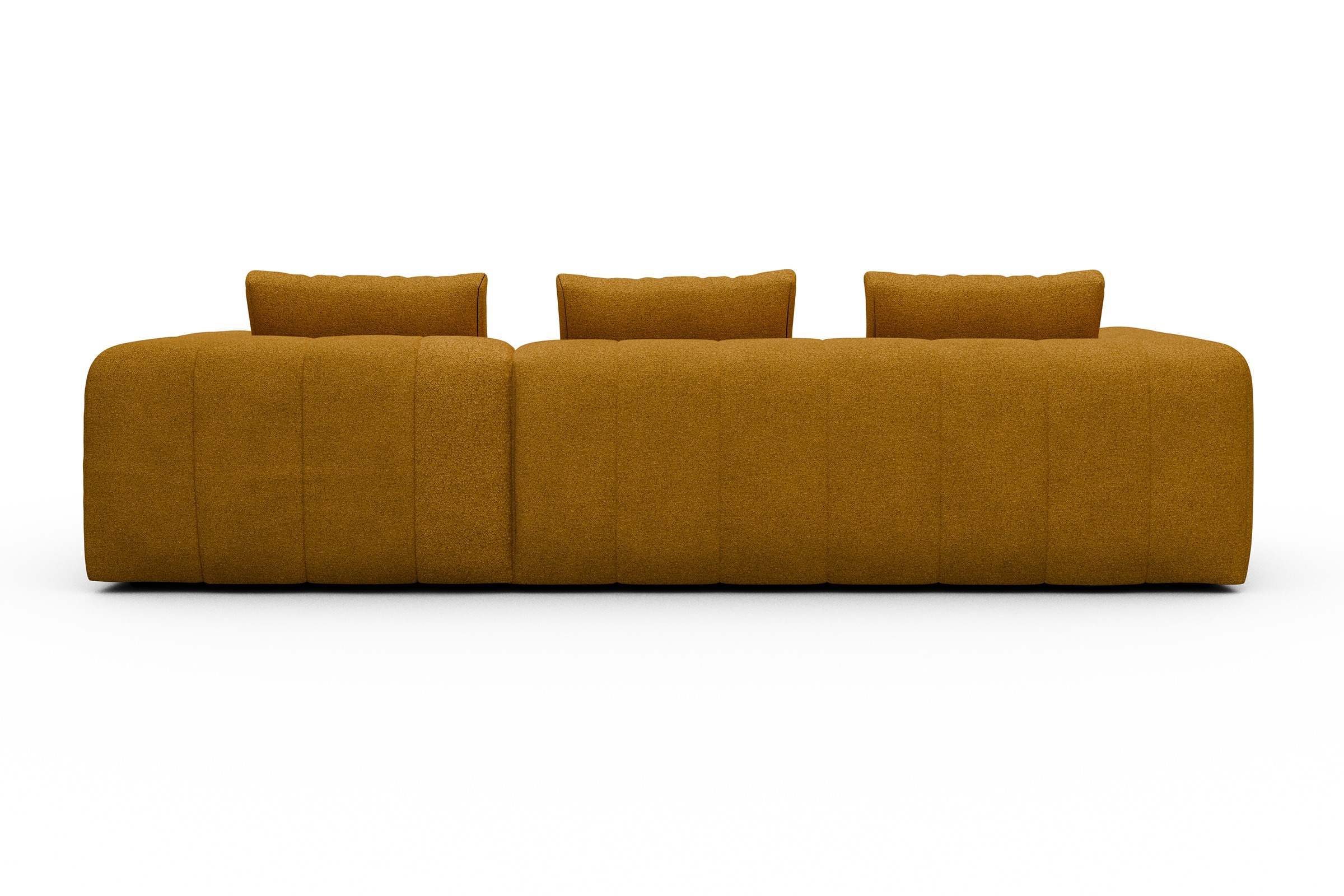 Ecksofa Hugo 2,5-Sitzer Armlehne links mit Chaiselongue Boucle-Ochre