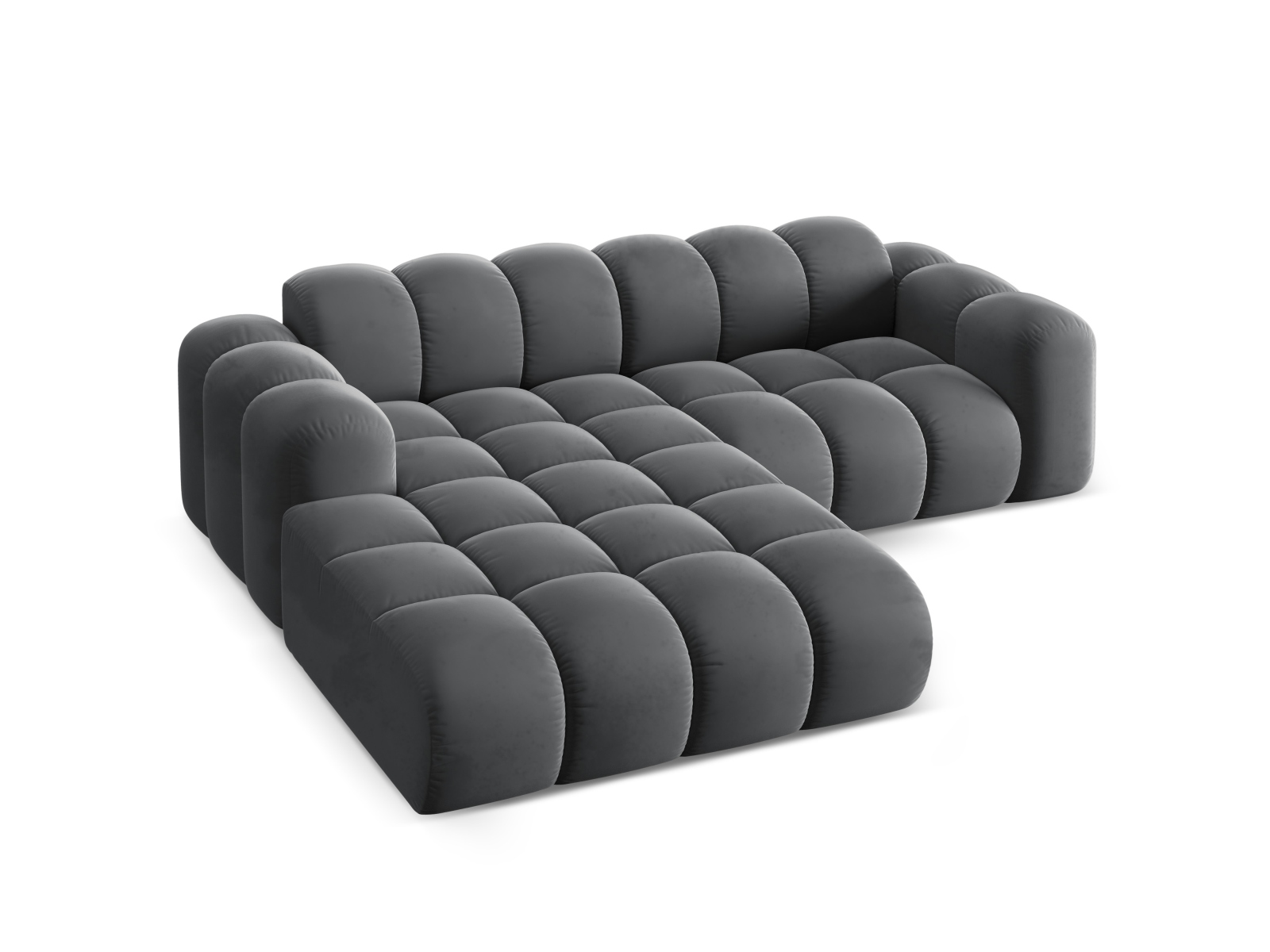 Cosmopolitan Design Ecksofa Treno 3-Sitzer Samt Bluvel Grau Links