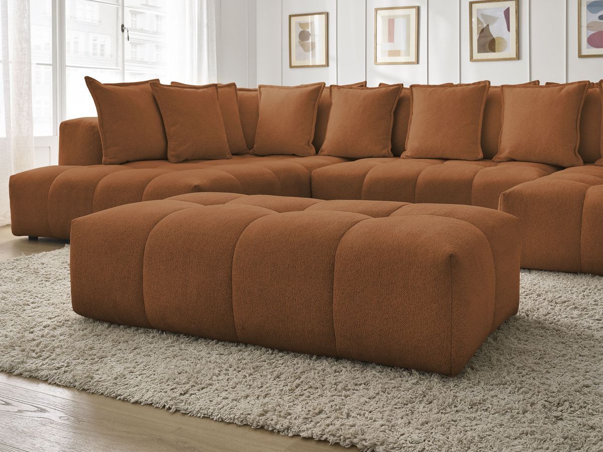 Bobochic Everest Wohnlandschaft mit Pouf, 14 Kissen Melange-Stoff Orange Ecke rechts