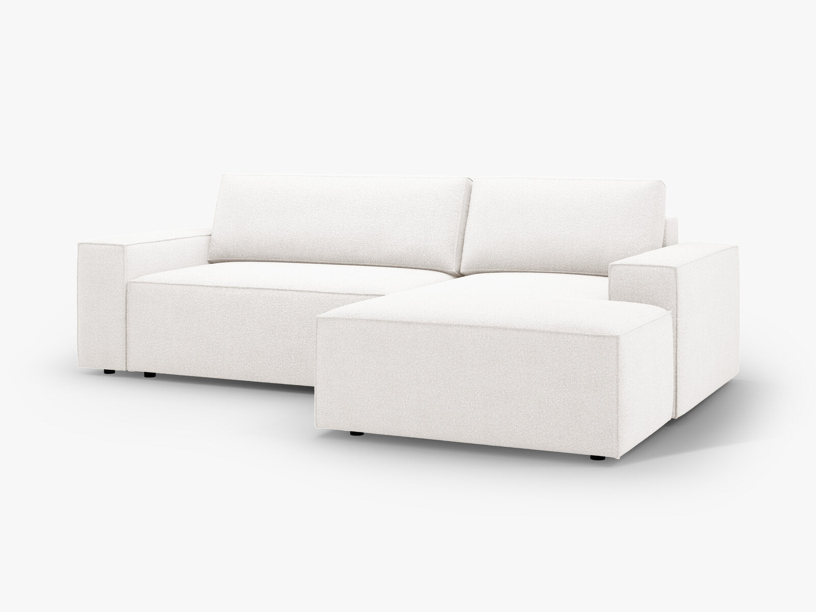 Micadoni Schlaf-Ecksofa Jodie 3-Sitzer Rechts Boucle Weiß