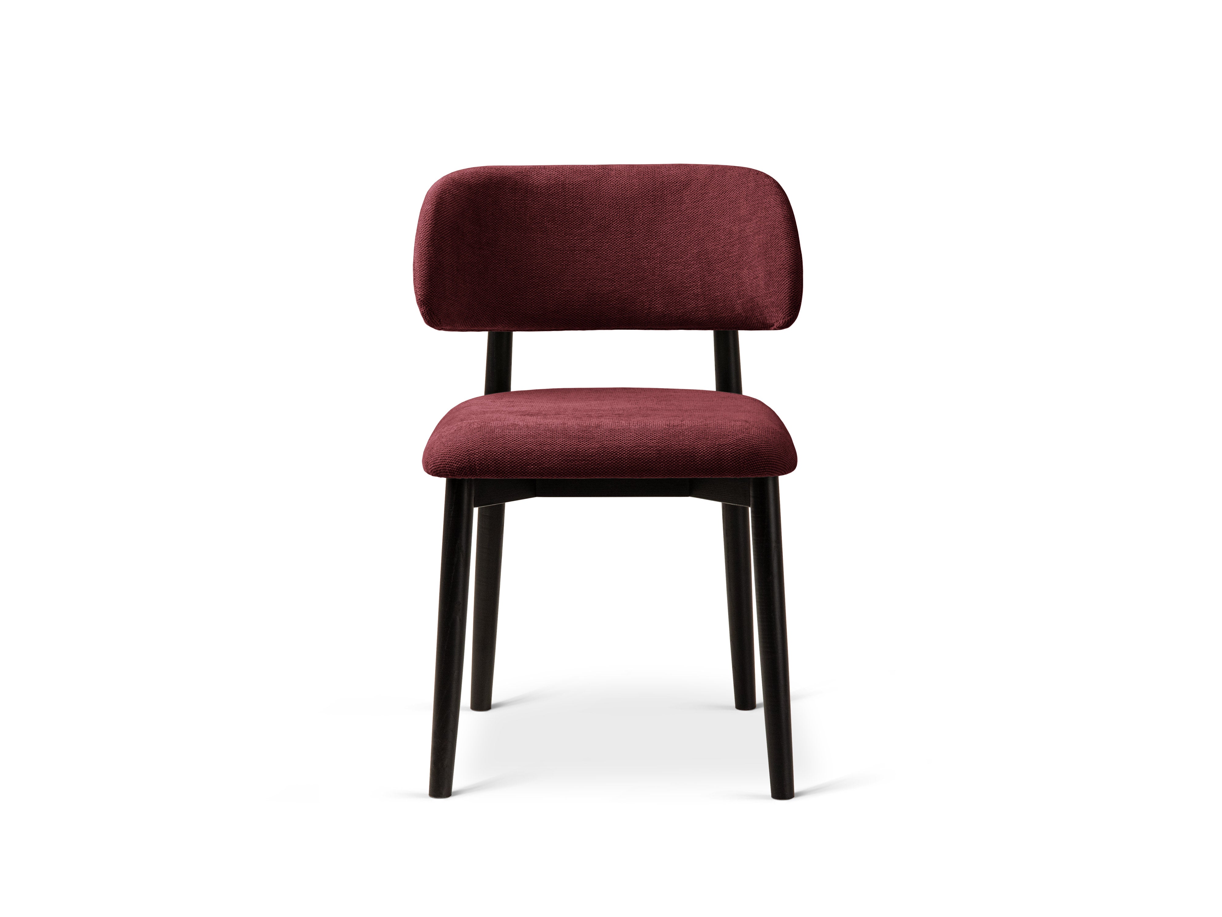 Micadoni Stuhl Evan Chenille Rebel Bordeaux Schwarzes Buchenholz