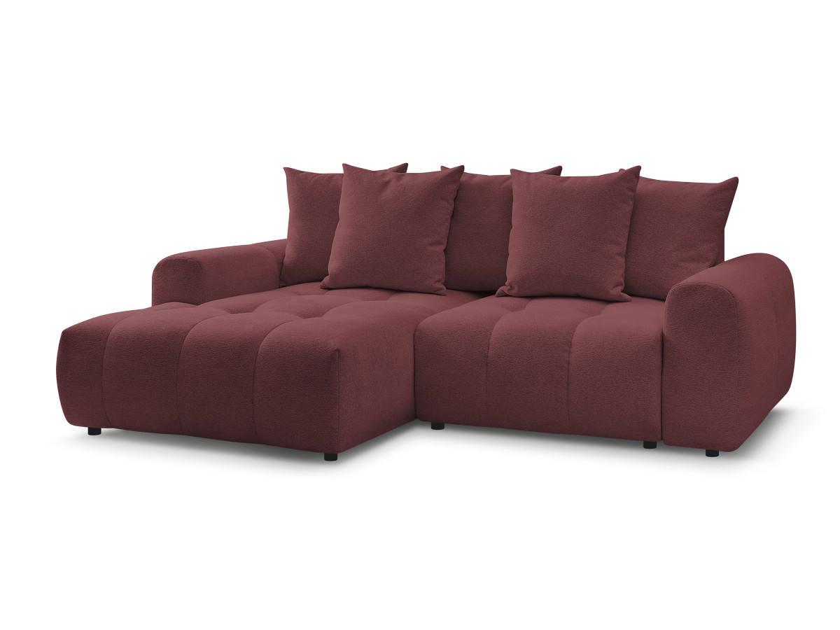 Bobochic Roxelane Ecksofa mit Schlaffunktion und Bettkasten 258 × 150 cm Melange-Stoff Rot Ecke links