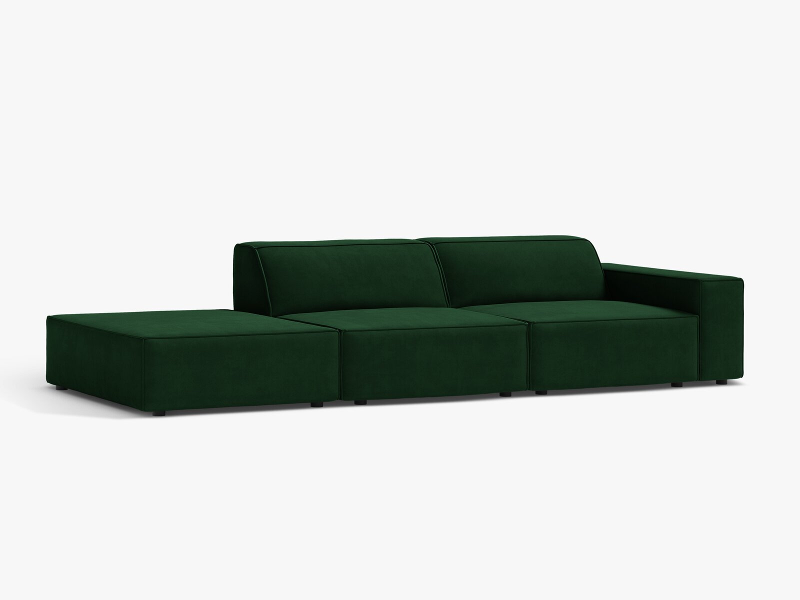 Micadoni Sofa Jodie 3-Sitzer Links Samt Bluvel Flaschengrün
