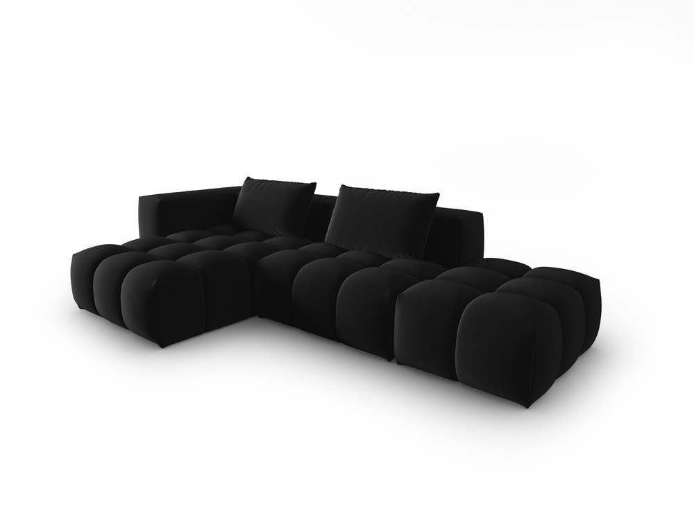Cosmopolitan Design Ecksofa Verona 4-Sitzer offen Samt Casino Schwarz Links