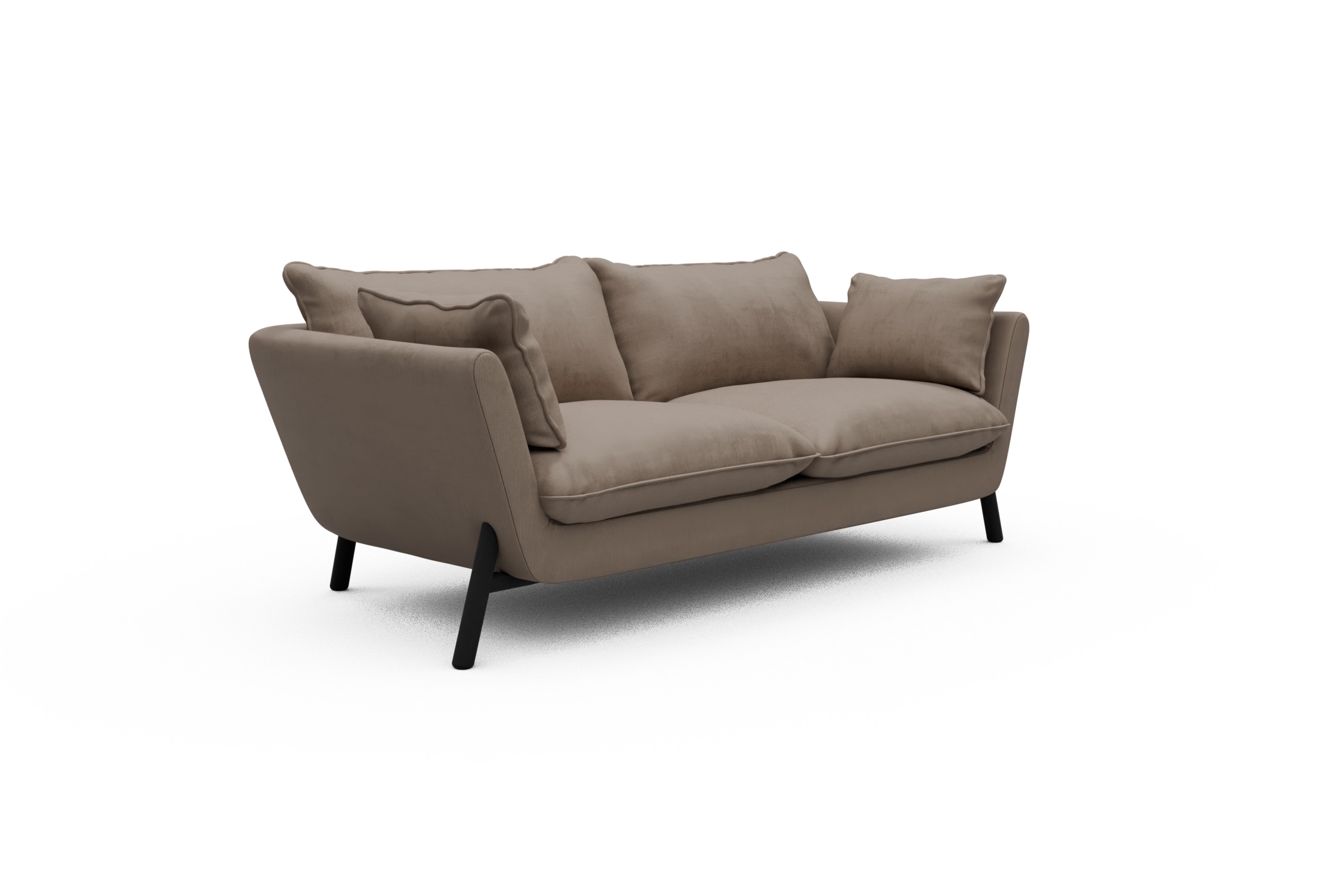 Sofa Emil PREMIUM 2-Sitzer Beinfarbe Eiche Schwarz Cordufine-Beige