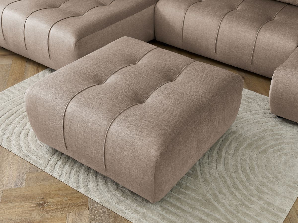 Bobochic Arsene Wohnlandschaft mit Pouf Samt Taupe Ecke rechts