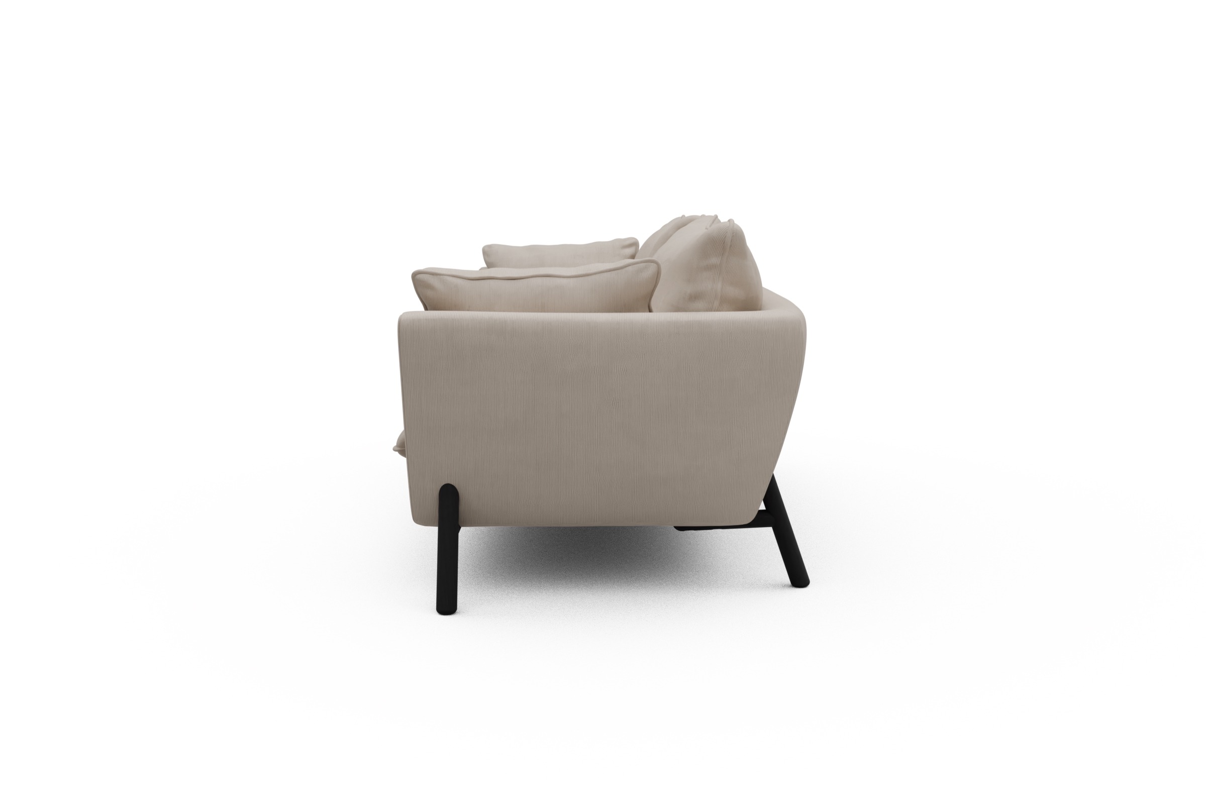 Sofa Emil PREMIUM 3-Sitzer Beinfarbe Eiche Schwarz Cordufine-Off-White