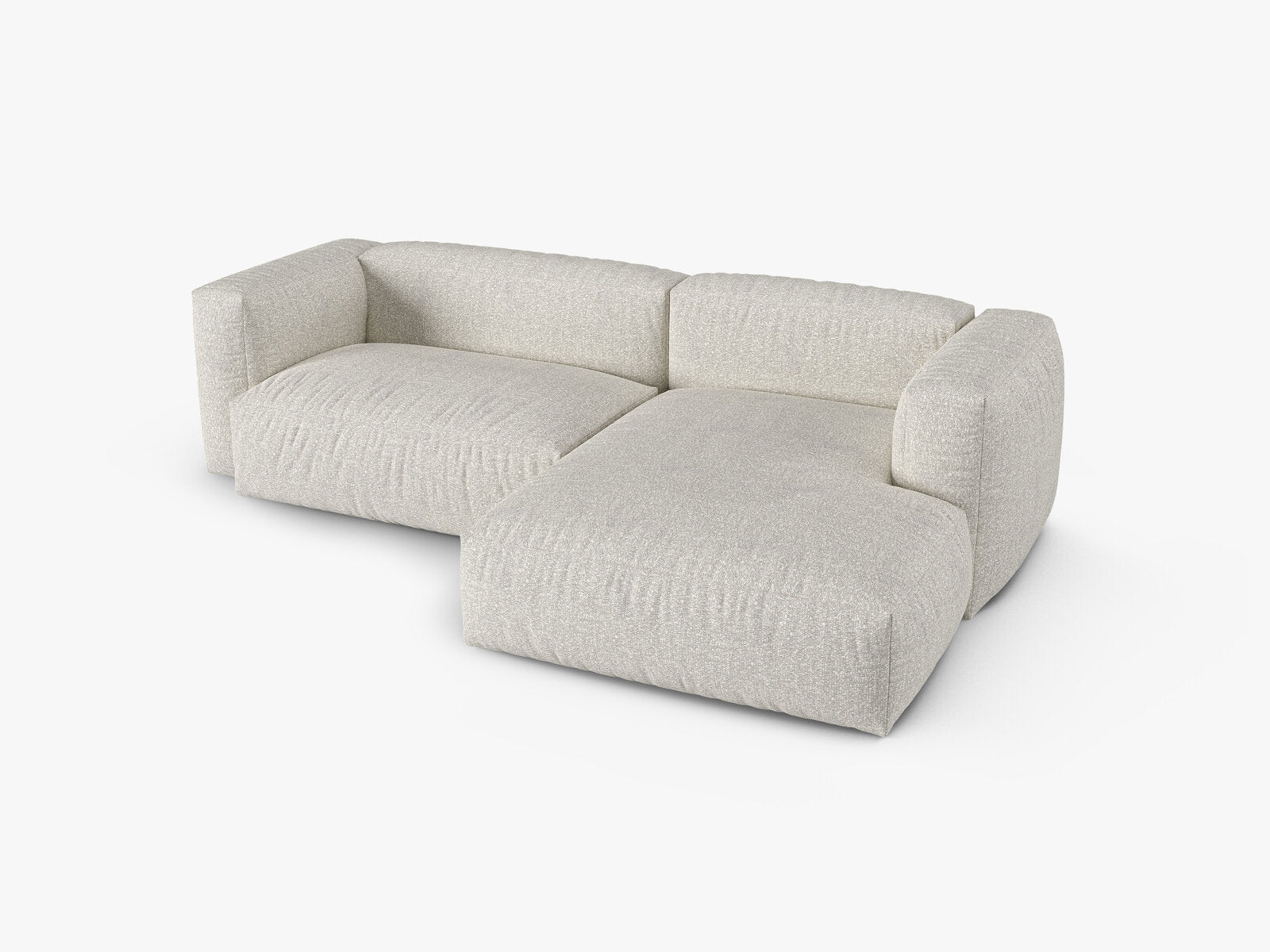 Micadoni Ecksofa Martina 2-Sitzer 90cm Sitztiefe Rechts Boucle Monet Grau Beige Melange