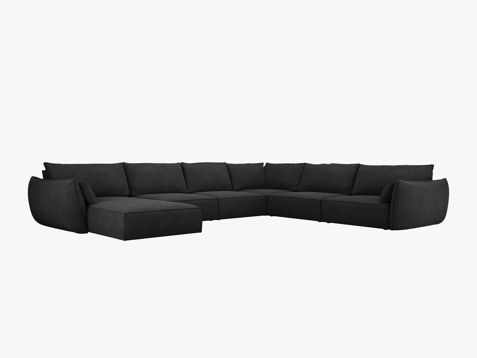 Micadoni Panorama-Ecksofa Kaelle 8-Sitzer Rechts Chenille Over The Horizon Schwarz