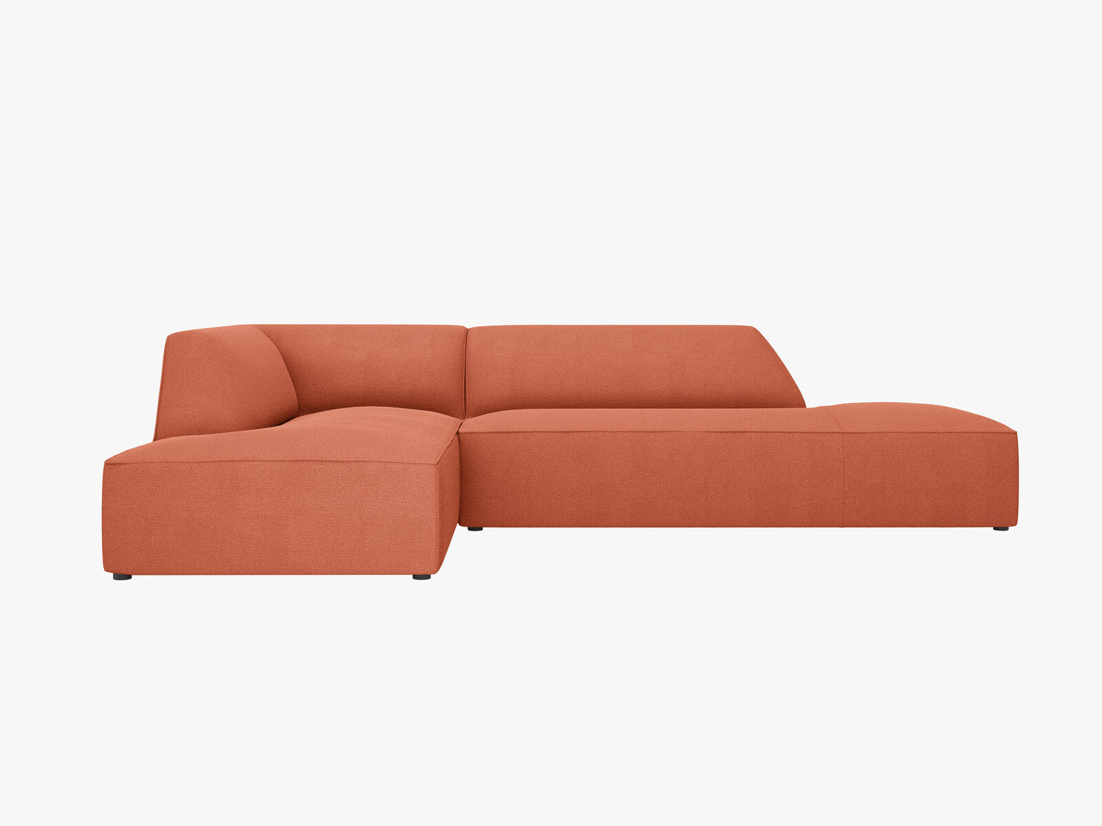 Micadoni Ecksofa Ruby 4-Sitzer Links Strukturierter Stoff Koralle