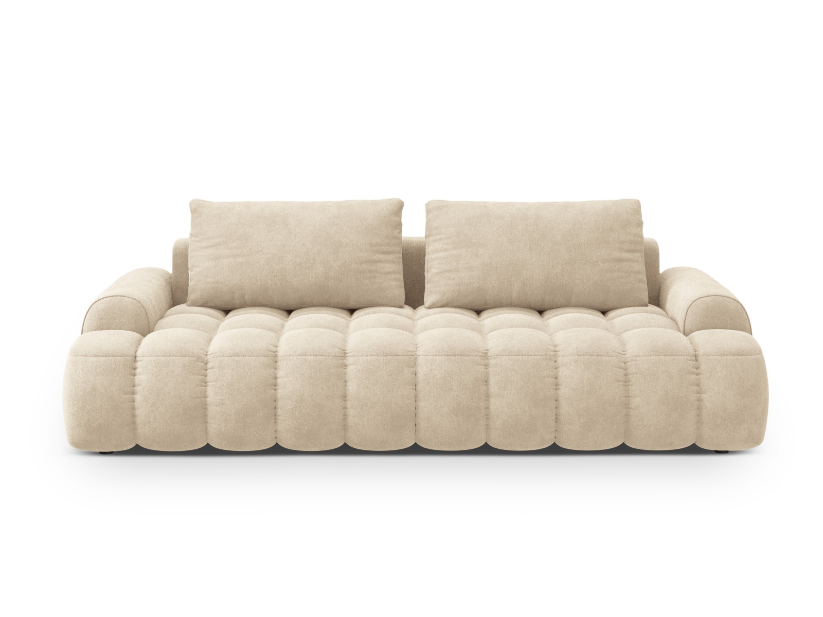 Cosmopolitan Design Schlafsofa Linz 4-Sitzer mit Bettkasten Samt Vogue Helles Beige