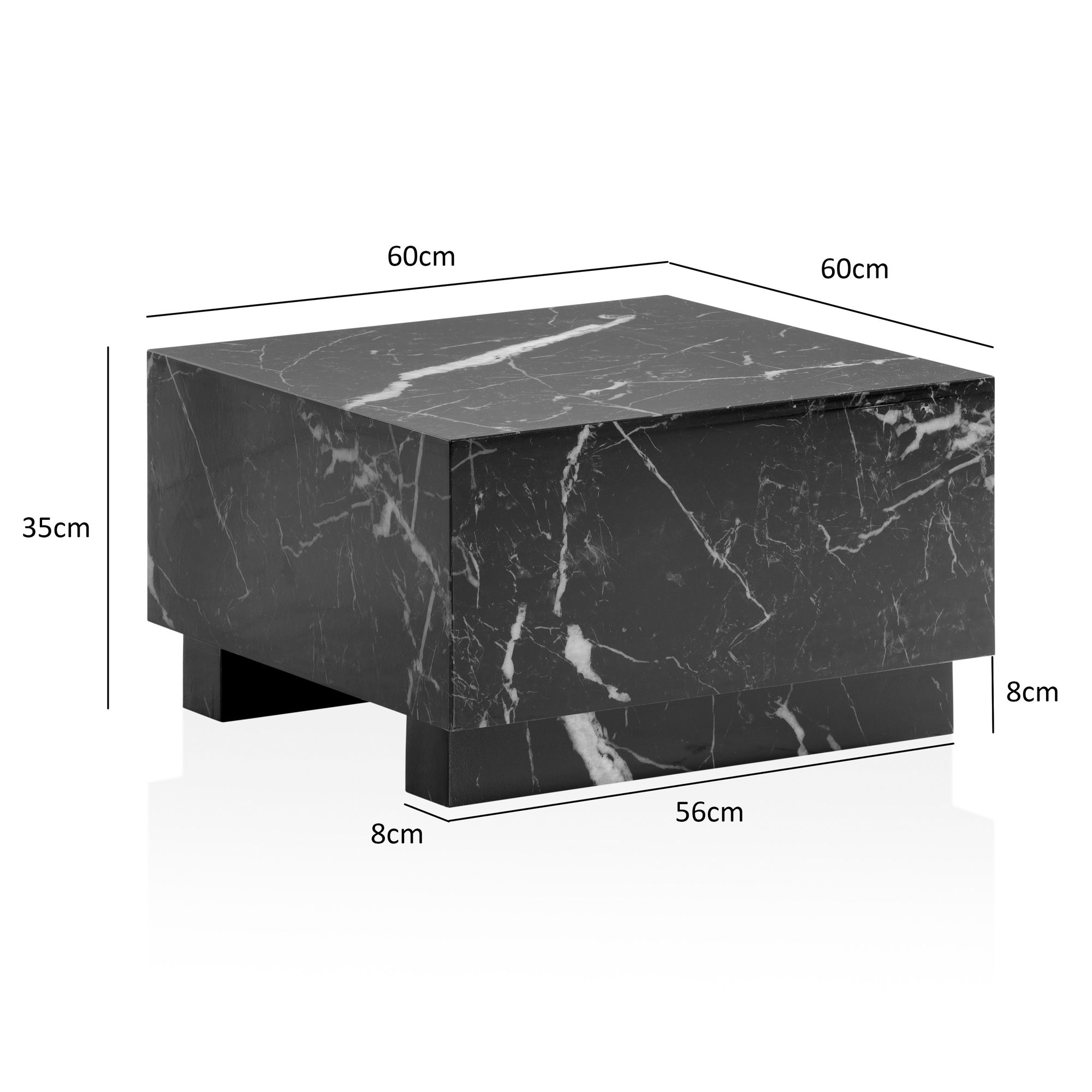Couchtisch Alsen Marmoroptik Schwarz 60 × 60 × 35 cm