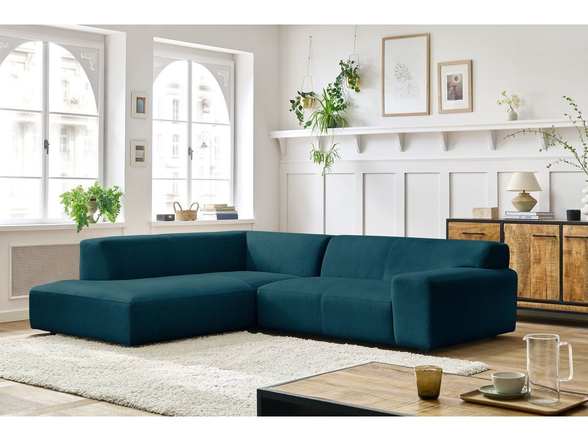 Bobochic Lavena Ecksofa 272 × 220 cm Samt Dunkelblau Ecke links