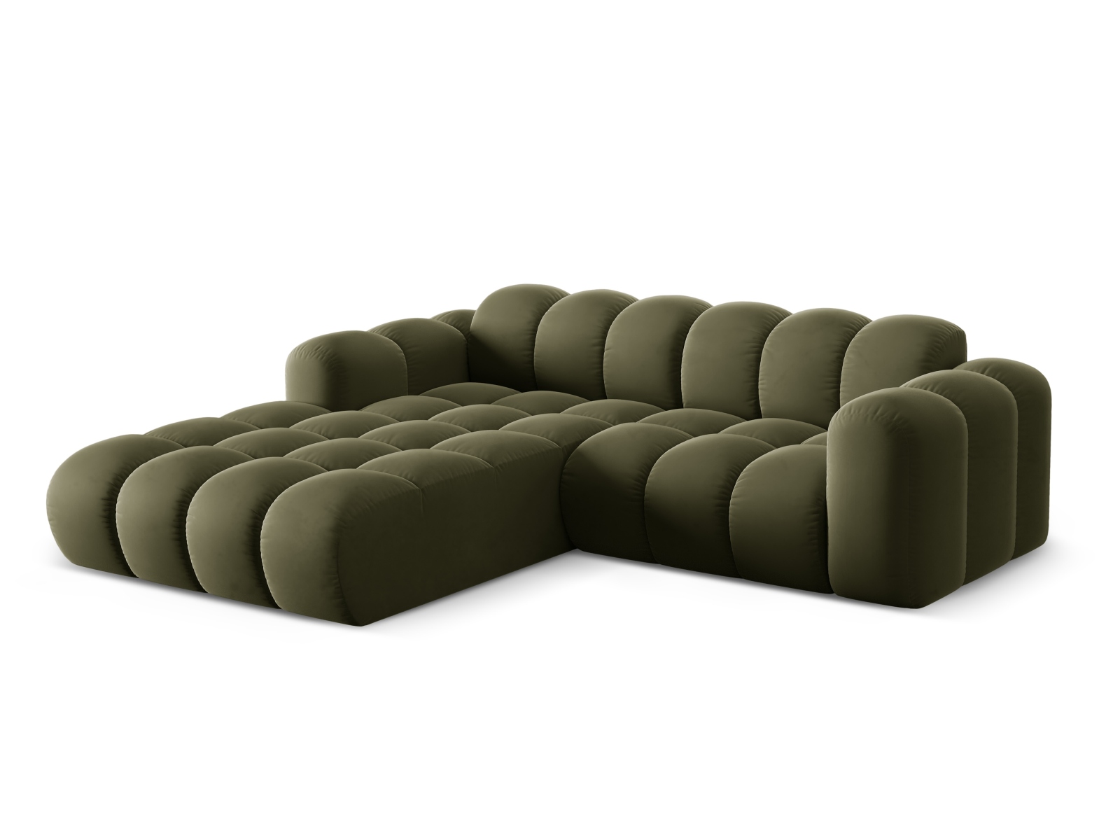 Cosmopolitan Design Ecksofa Treno 3-Sitzer Samt Bluvel Grün Links