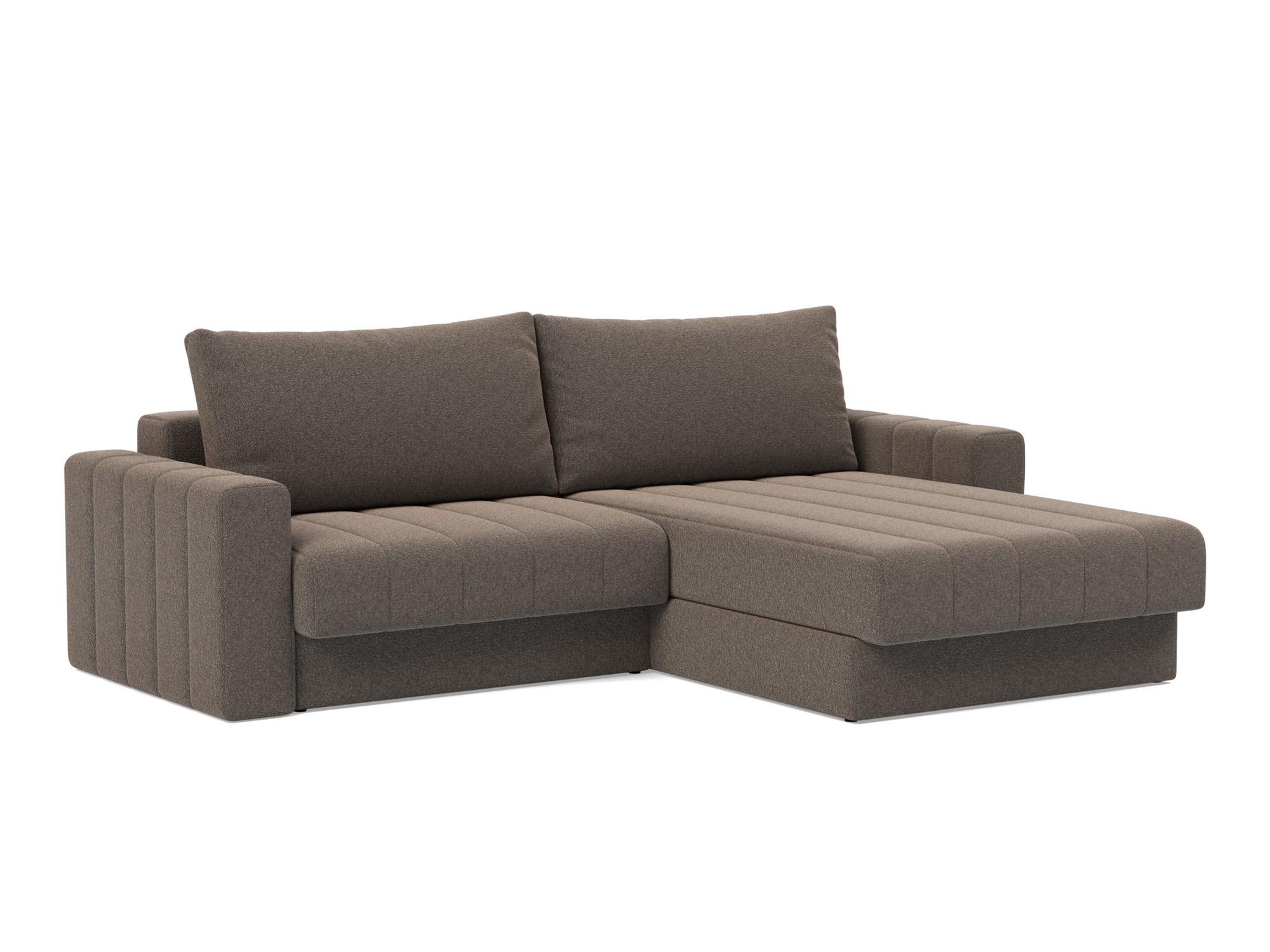 Schlafsofa Akello mit Chaiselongue und Armlehnen Boucle Skandi 530-Taupe