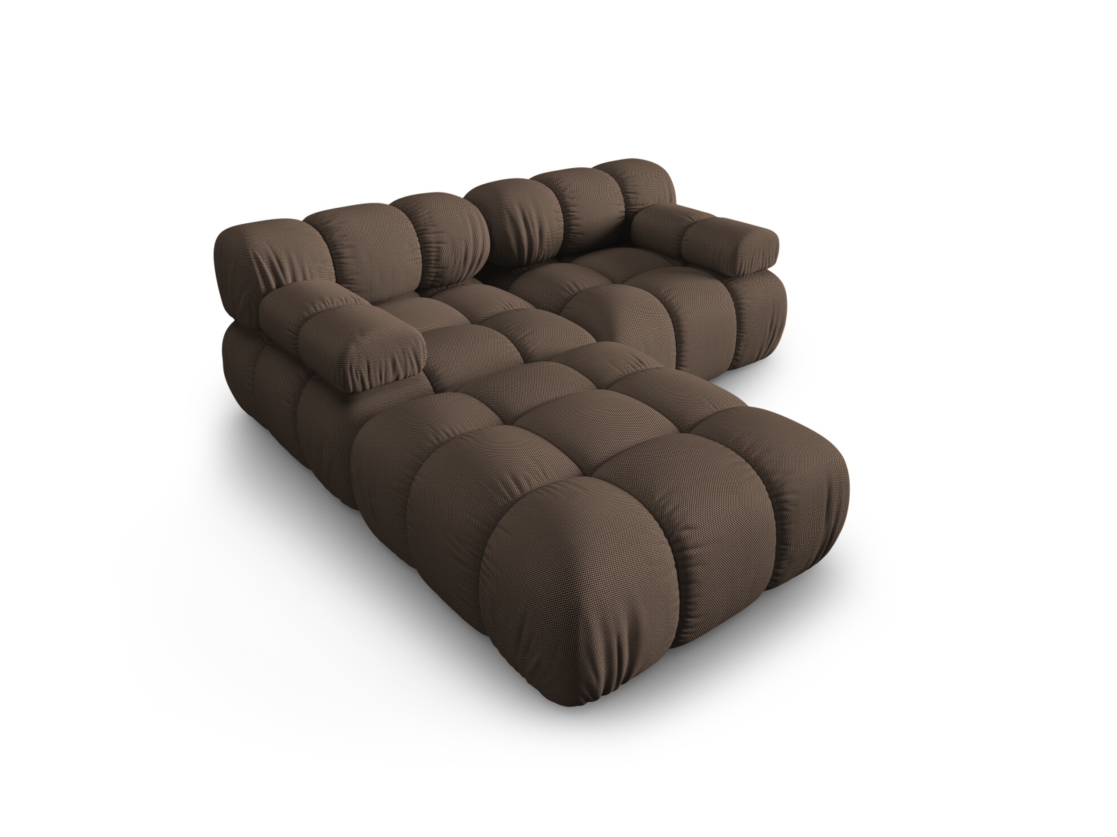 Micadoni Modulares Sofa Bellis 3-Sitzer mit flachem Modul 3D-Stoff Sonic Braun