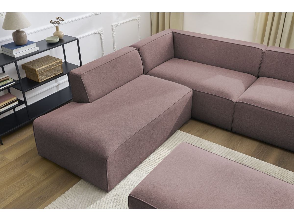 Bobochic Megeve Wohnlandschaft mit Pouf Melange-Stoff Rosa Ecke rechts