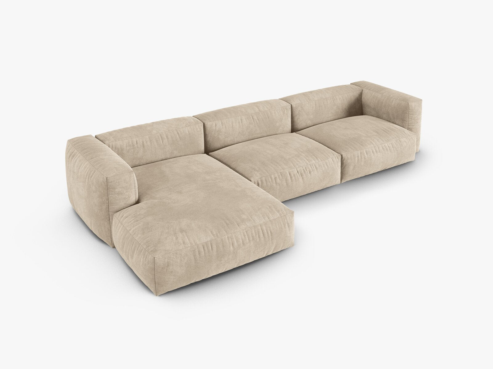 Micadoni Ecksofa Martina 3-Sitzer 90cm Sitztiefe Links Samt Vogue Helles Beige