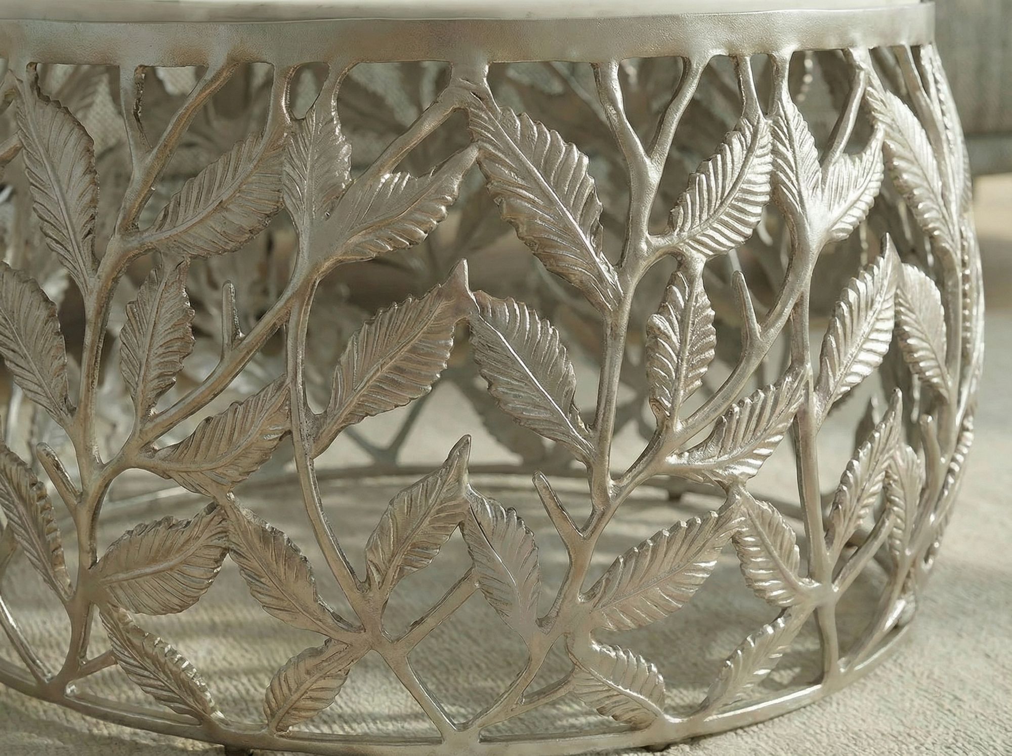 Satztisch 2er-Set Nedenes Marmor Silber Ø 60 cm