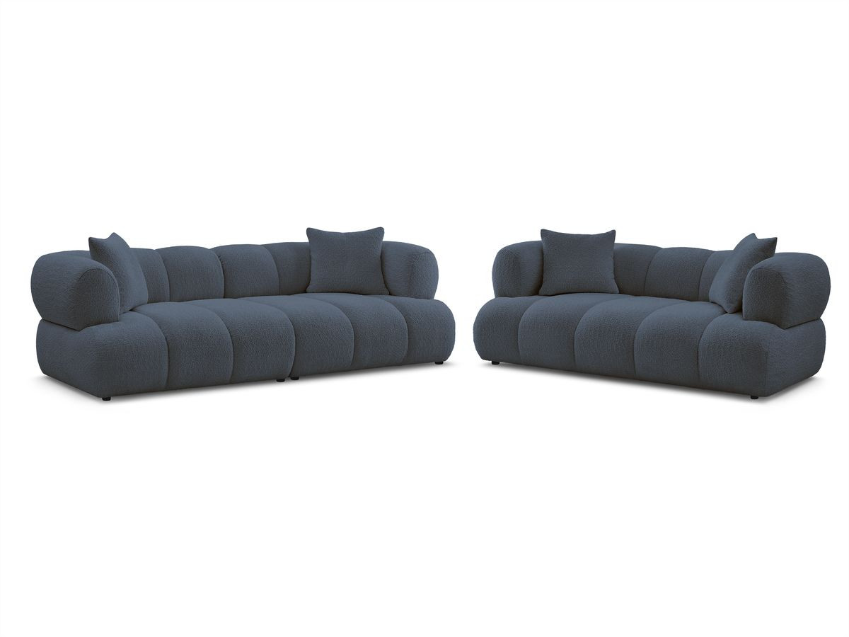 Bobochic Pamira Sofa 5-Sitzer Bouclé-Stoff Dunkelblau