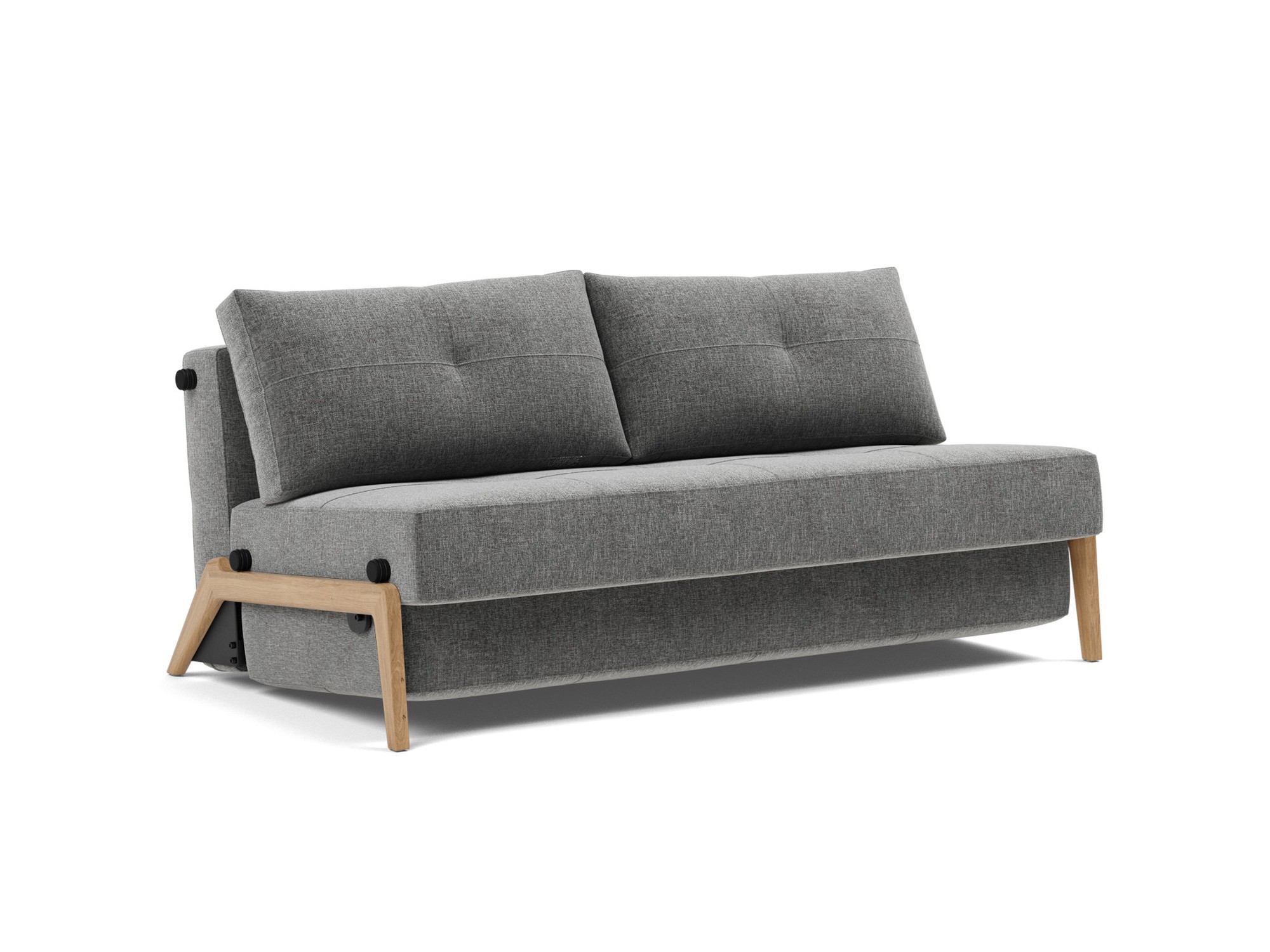 Schlafsofa Cubed 160 Strukturierter Stoff Twist 563-Charcoal Beine Eiche