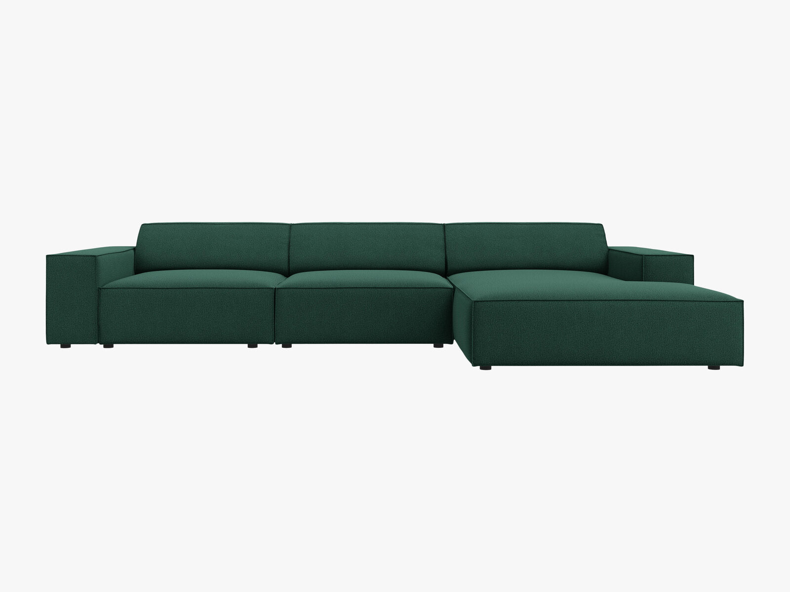 Micadoni Ecksofa Jodie 4-Sitzer Rechts Strukturierter Stoff Megan Grün