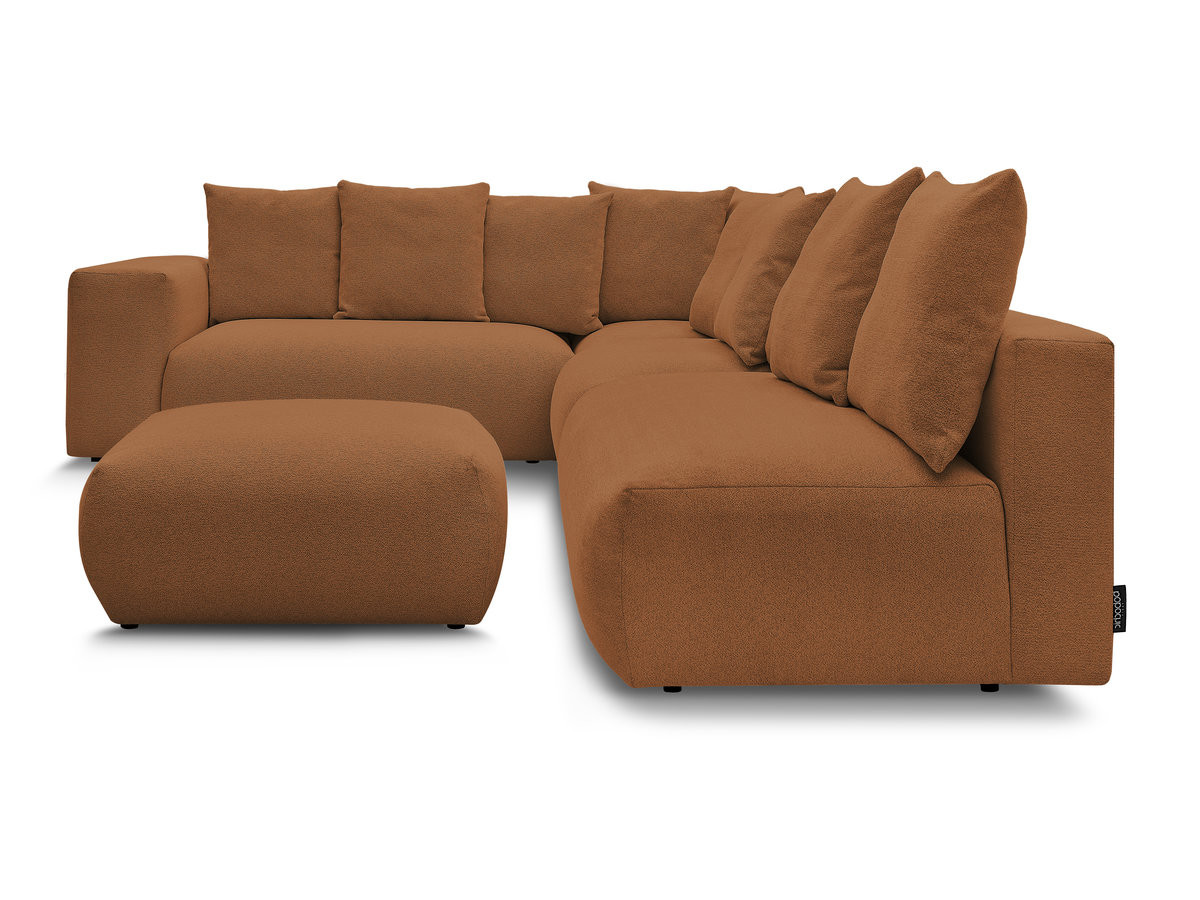 Bobochic Voltaire Ecksofa mit Pouf 322 × 268 cm Melange-Stoff Orange Ecke links