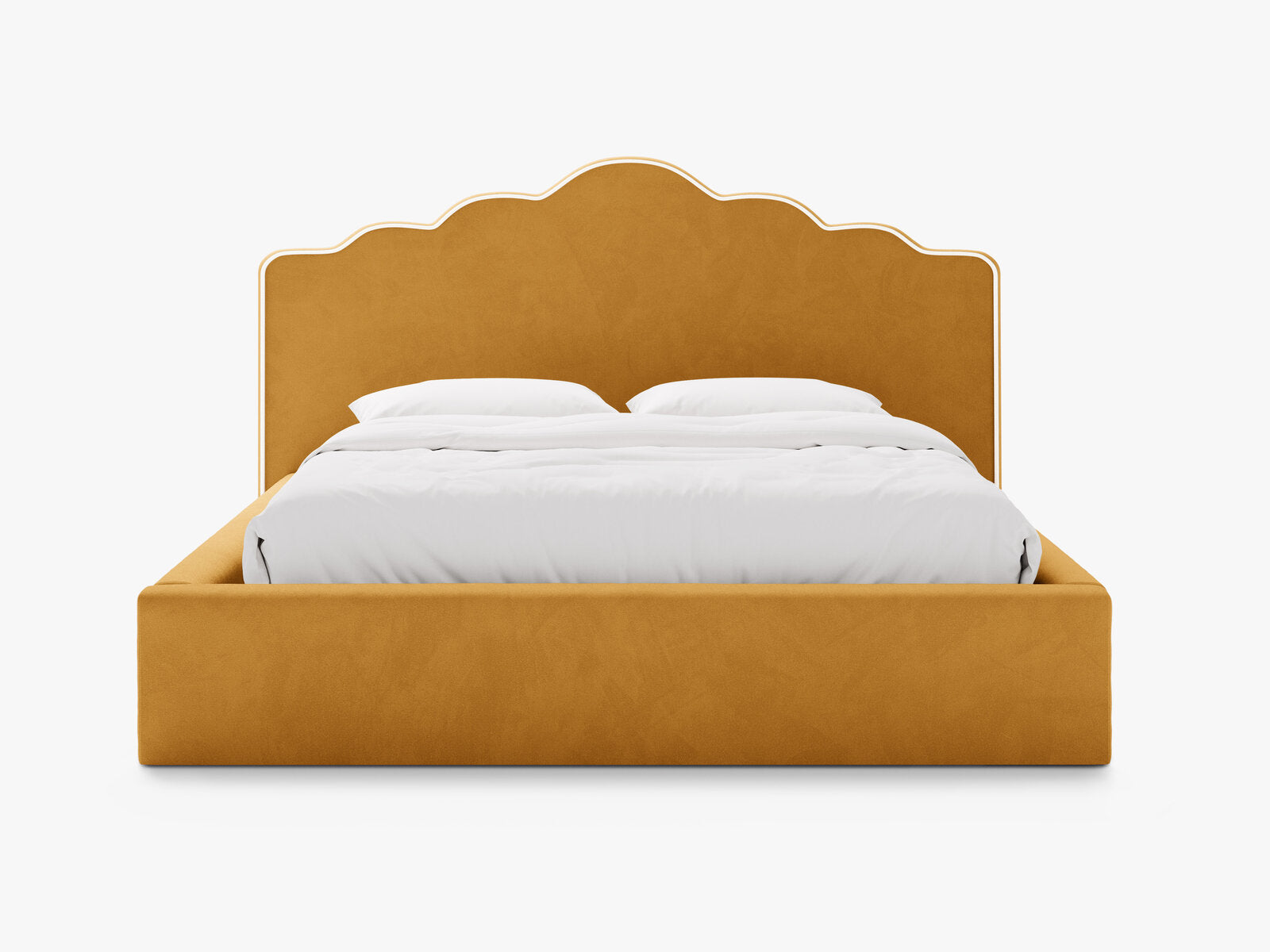 Micadoni Dream Samtbett mit Bettkasten und Kopfteil Samt Magic Velvet Elfenbein / Senf 180x200