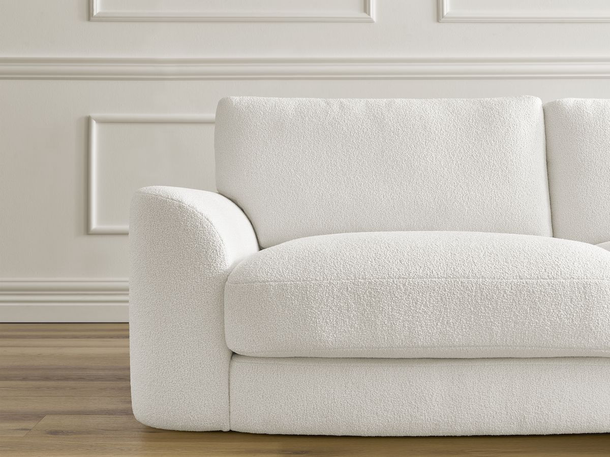Bobochic Leonore Sofa 3-Sitzer Bouclé-Stoff Weiß