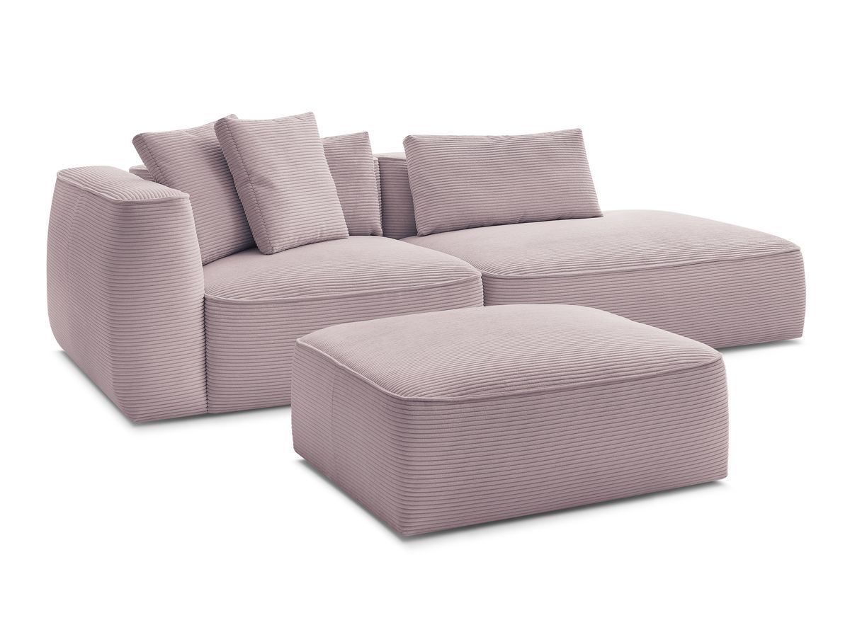Bobochic Leopold Sofa 4-Sitzer mit Pouf Cordsamt Violett Armlehne links