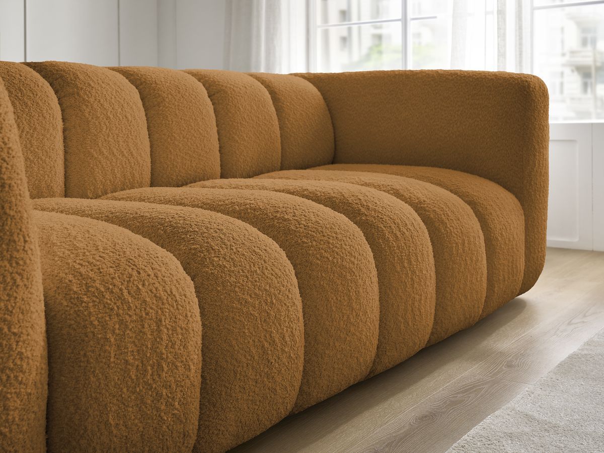 Bobochic Talia Sofa 3-Sitzer Bouclé-Stoff Gelb