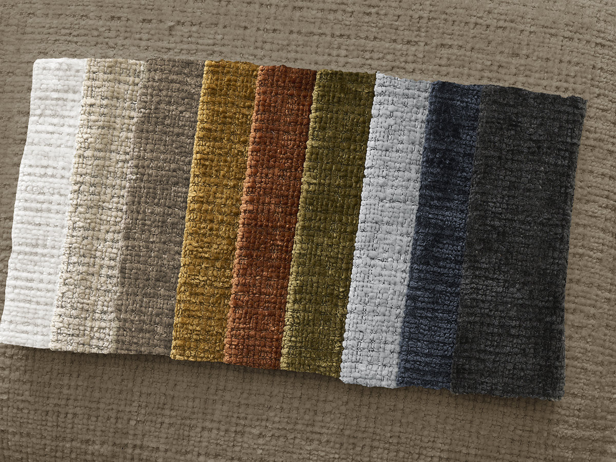 Bobochic Neil Ecksofa mit Pouf Strukturstoff Taupe Ecke rechts