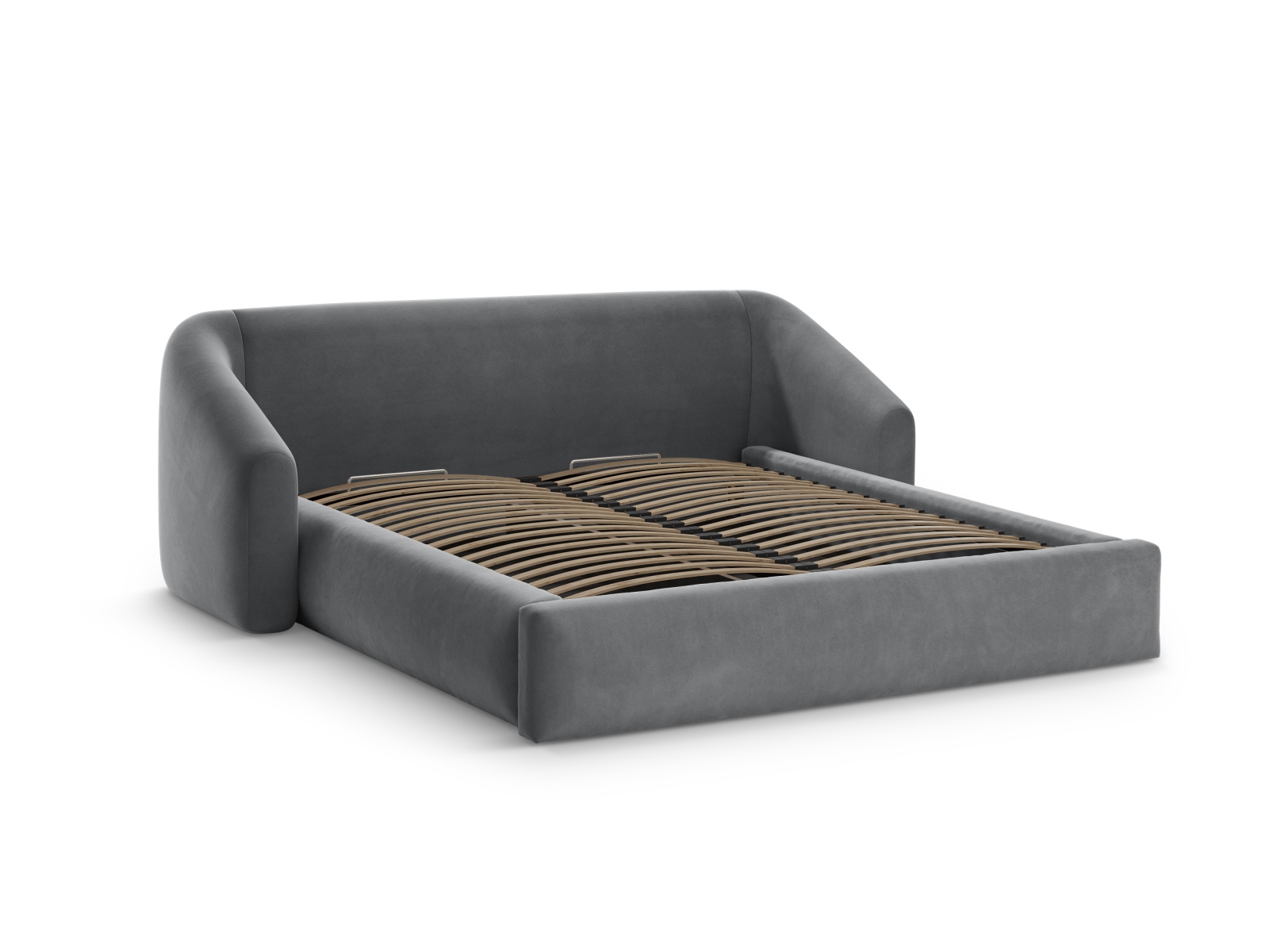 Cosmopolitan Design Stauraumbett mit Kopfteil Campi 200x200 Samt Bluvel Grau