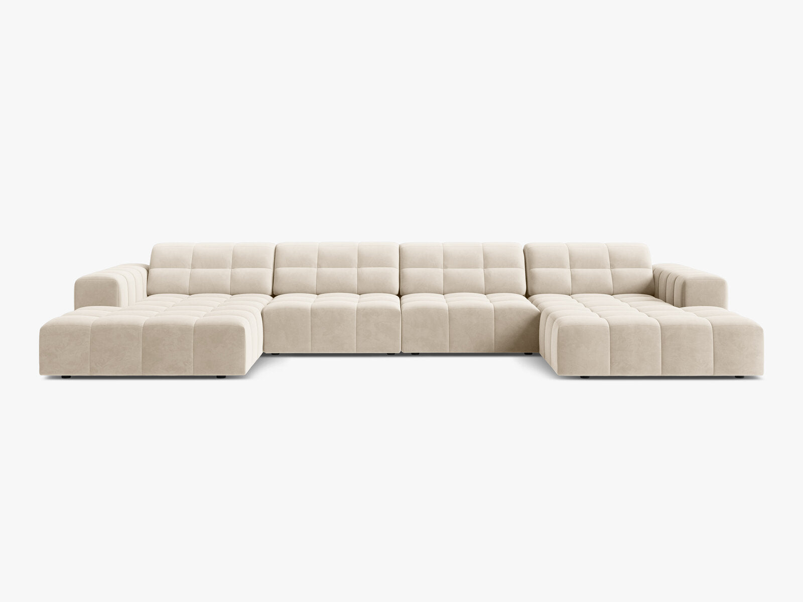 Micadoni Panorama Sofa Jennifer 6-Sitzer Samt Bluvel Helles Beige