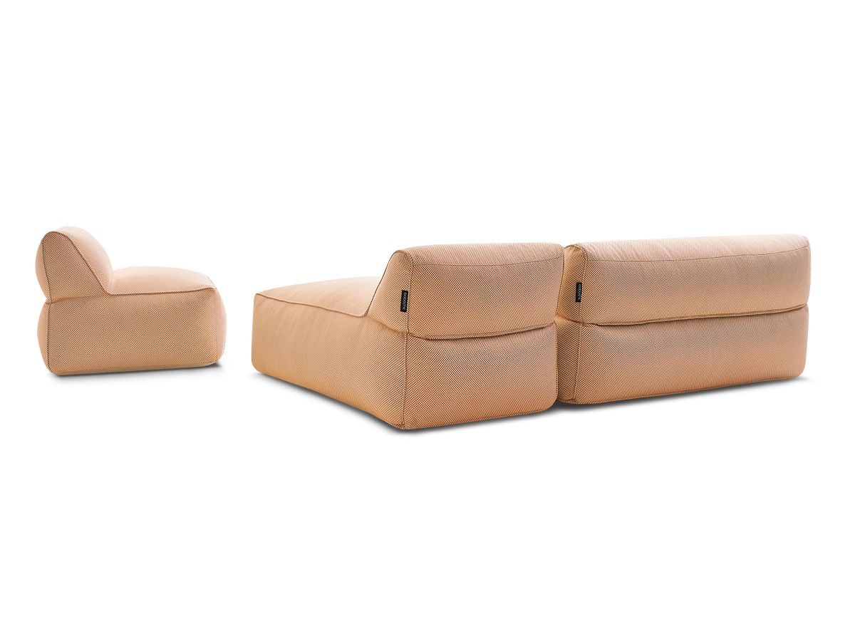 Bobochic Riviera Gartensofa 5-Sitzer mit Pouf Melange-Stoff Orange