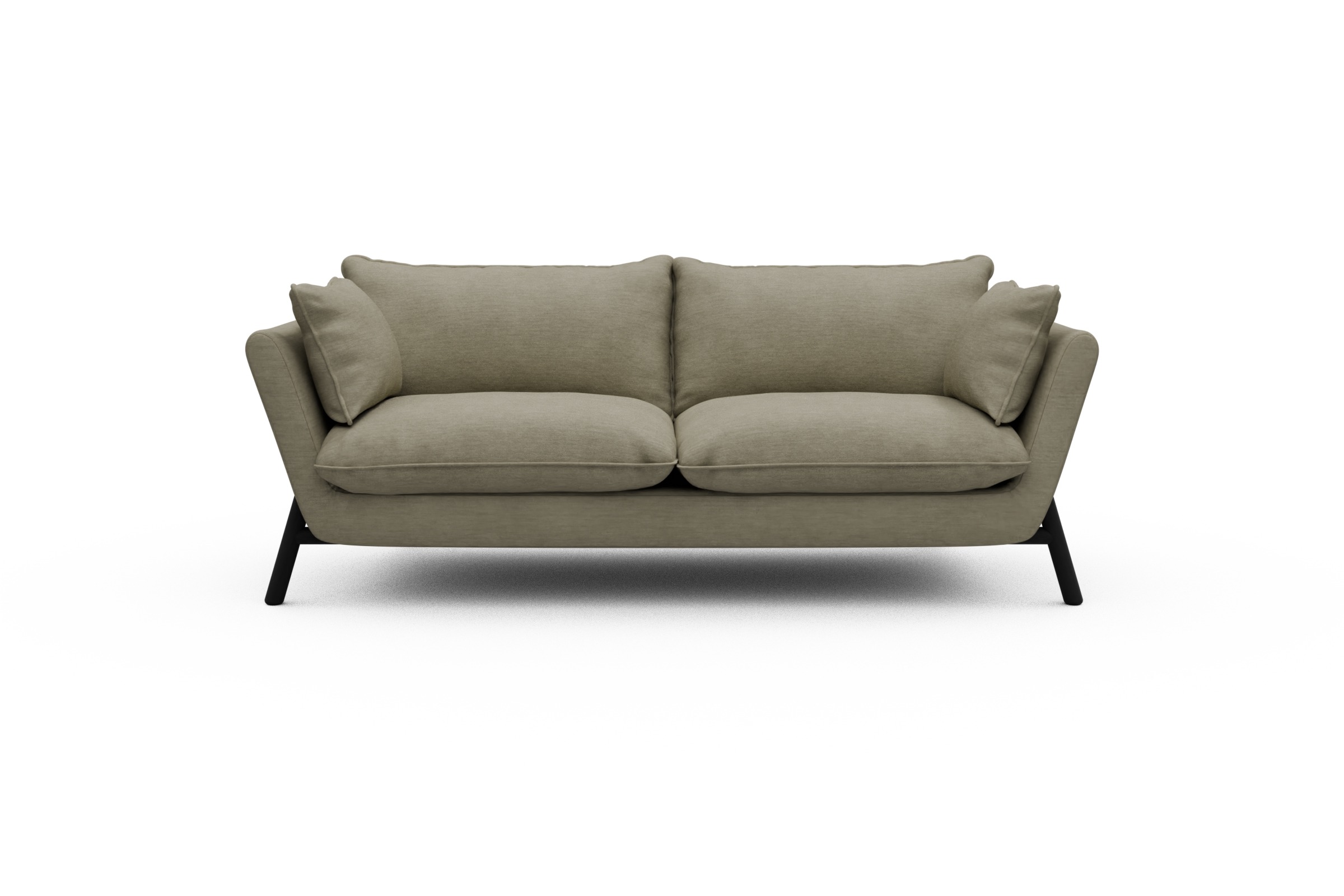 Skandi Home Sofa Emil PREMIUM 2-Sitzer Beinfarbe Eiche Schwarz Vivus-Dusty-Sand moebelfaktor